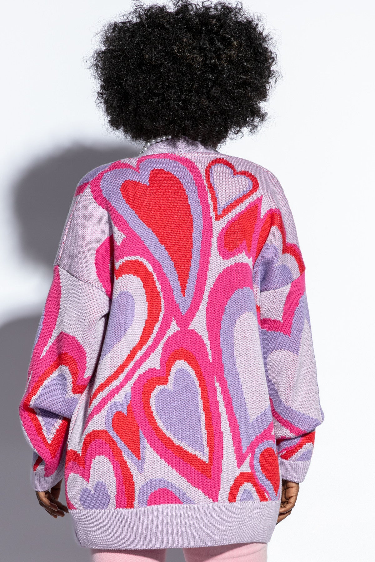 bawełniany kardigan serca fioletowy - 5