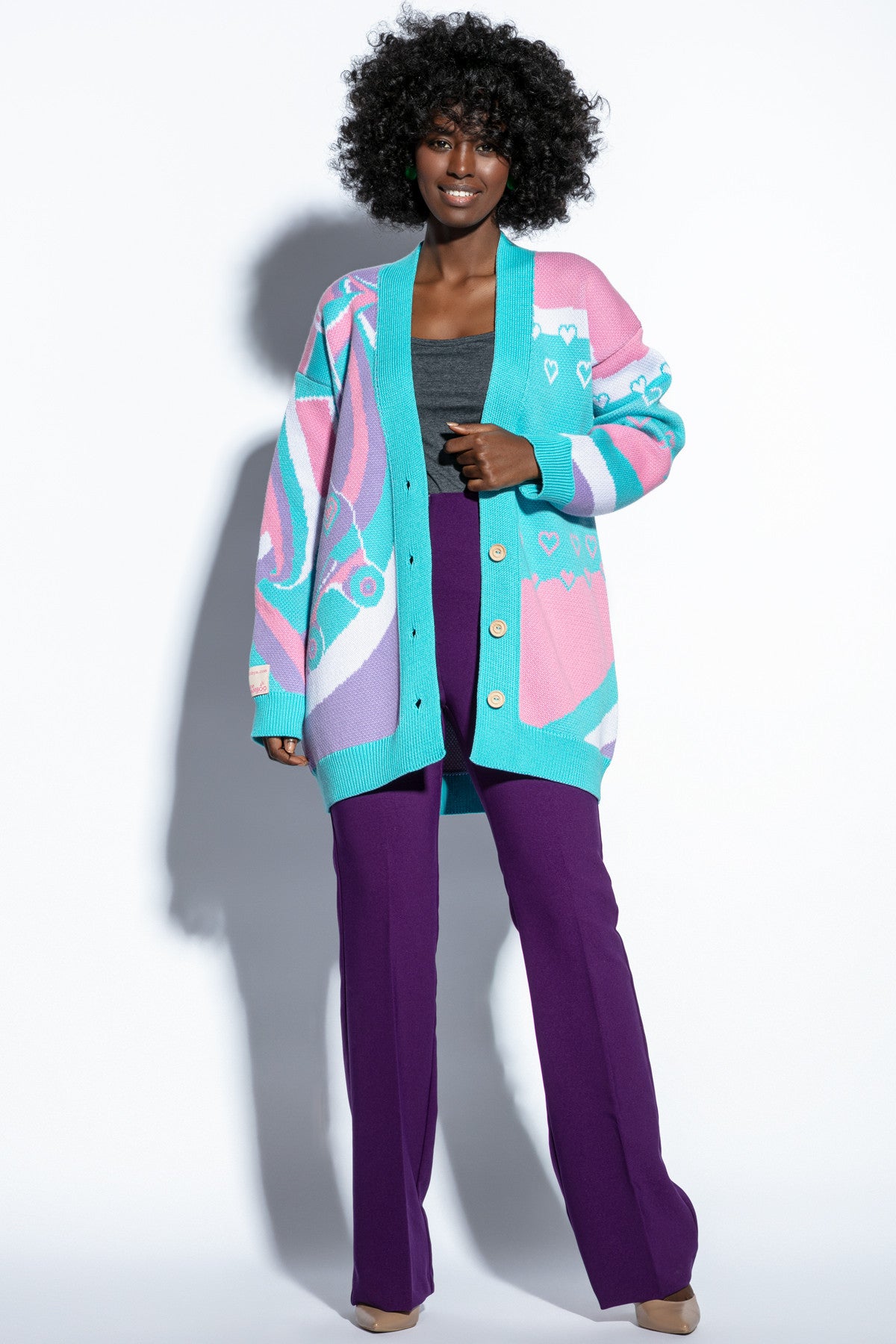 bawełniany kardigan wrotki niebieski - 3