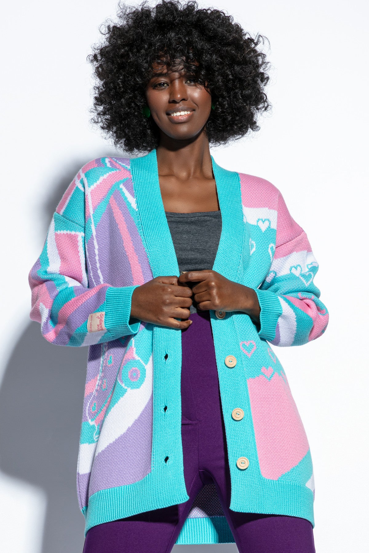 bawełniany kardigan wrotki niebieski - 1