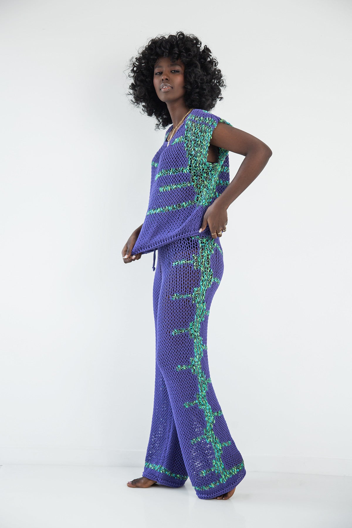 komplet bluzka i spodnie fioletowy - 2