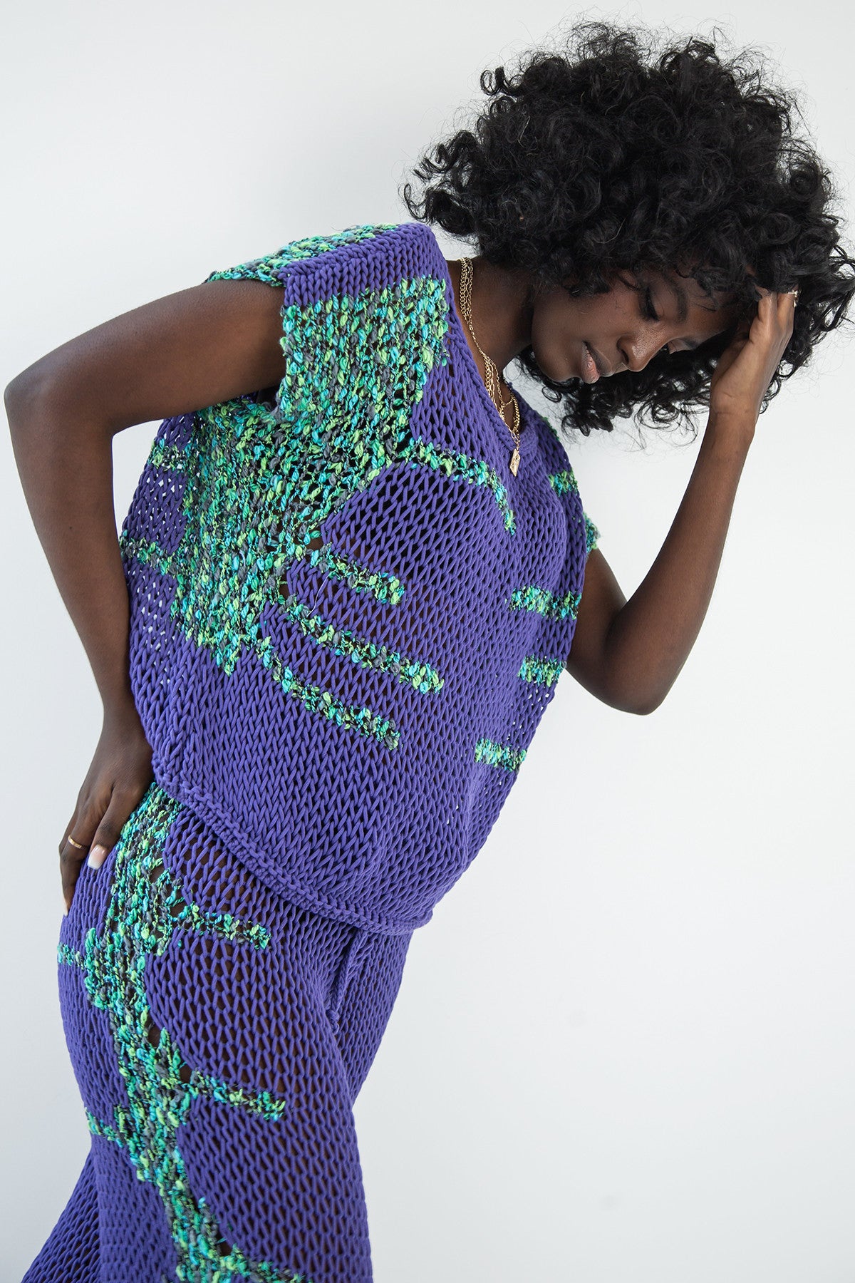 komplet bluzka i spodnie fioletowy - 1