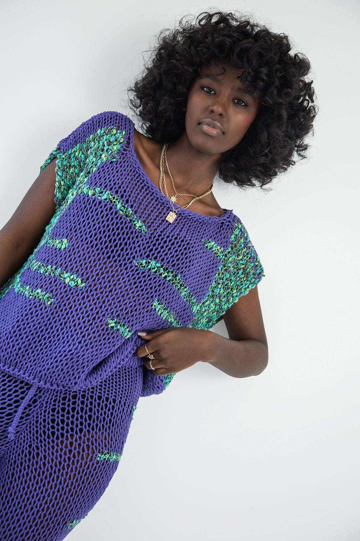 komplet bluzka i spodnie fioletowy - 9