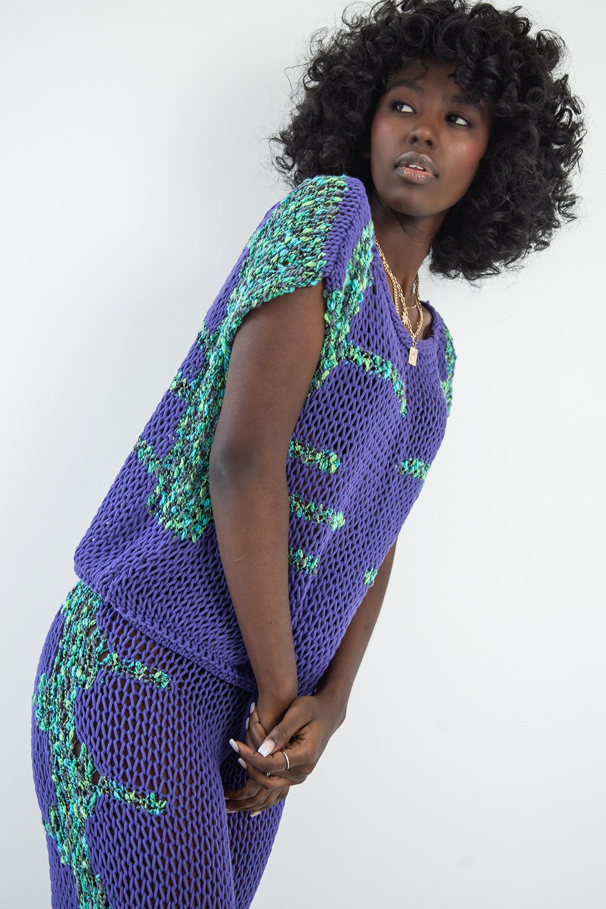 komplet bluzka i spodnie fioletowy - 5