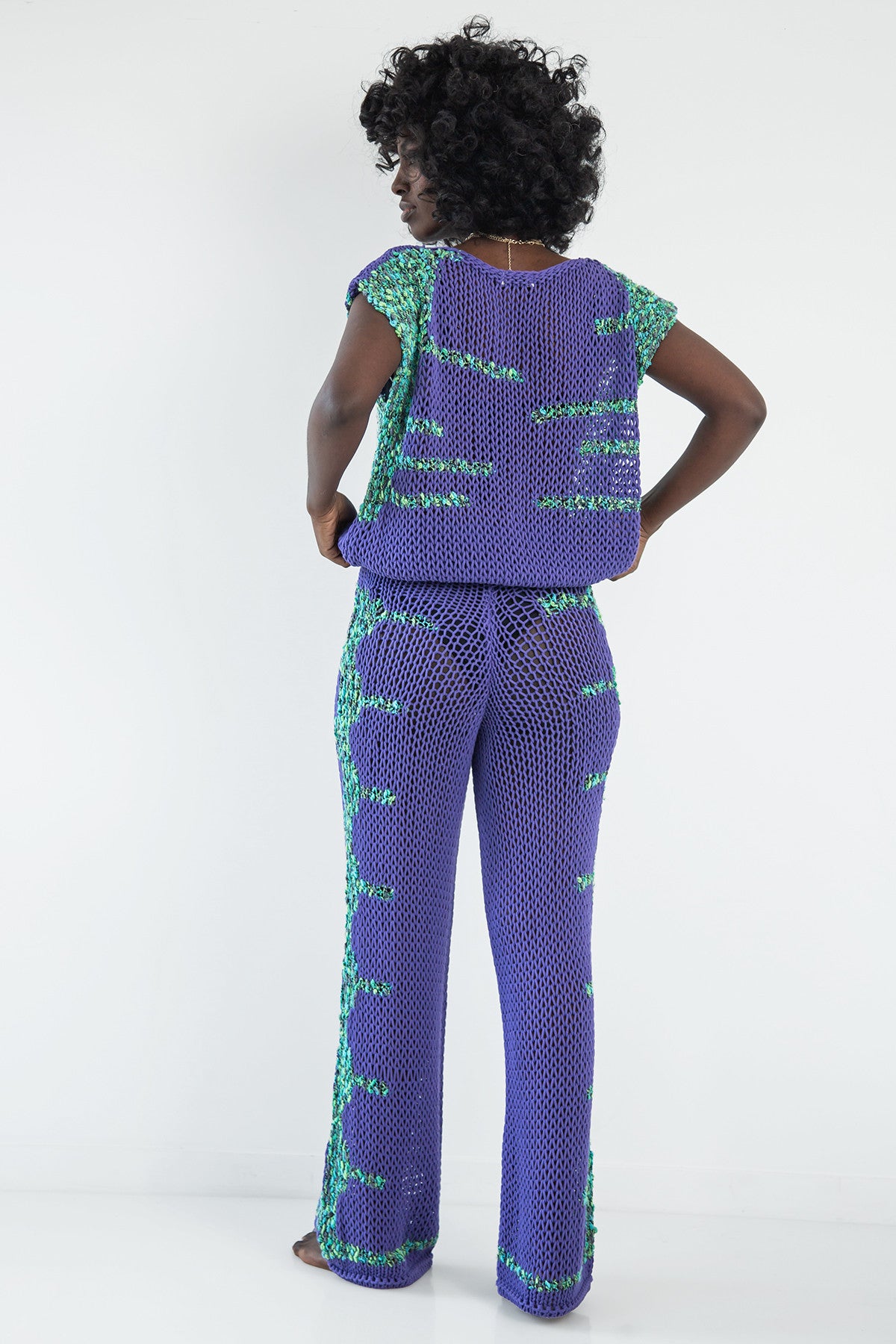 komplet bluzka i spodnie fioletowy - 4