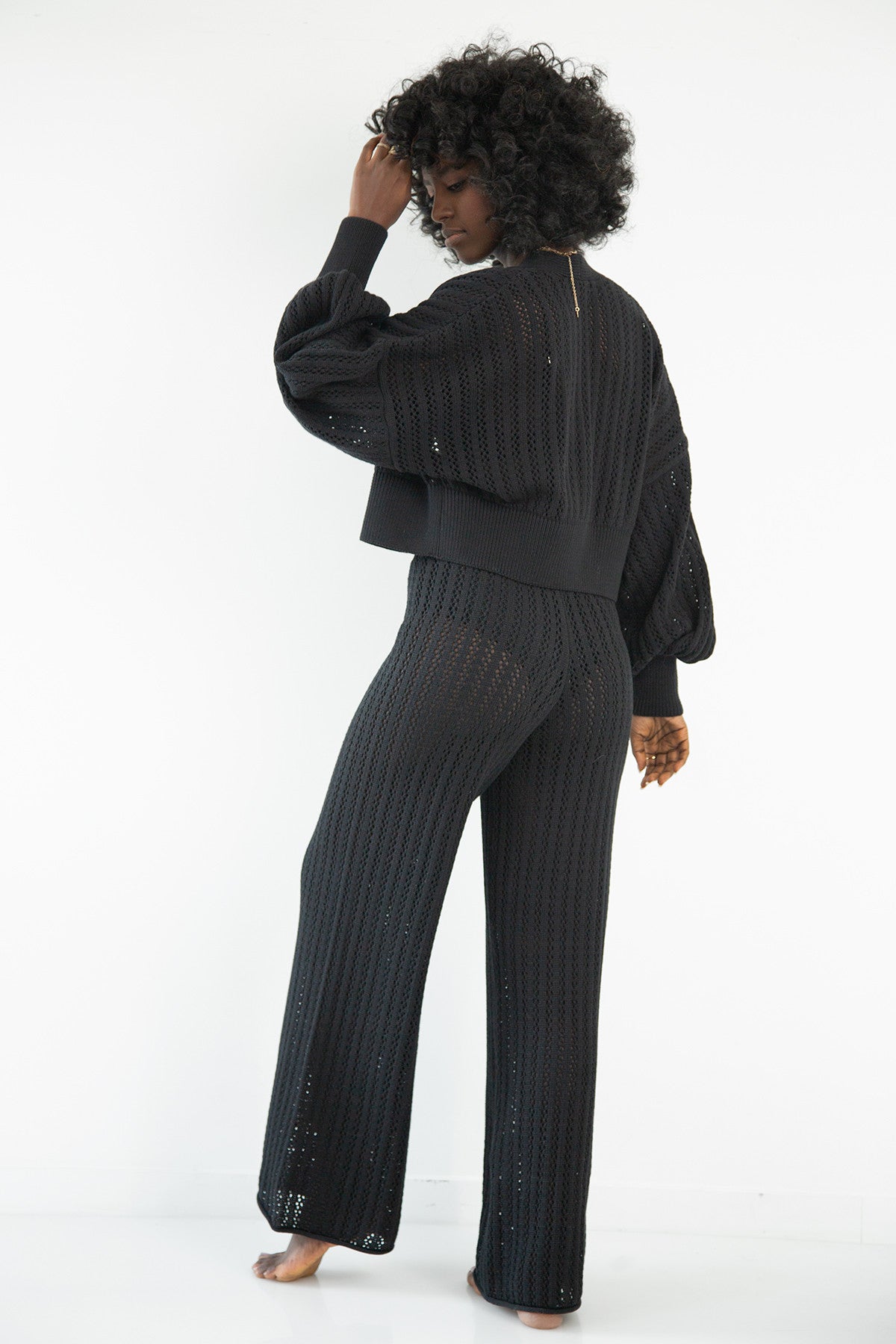 Komplet bawełniany ażurowy czarny - 10