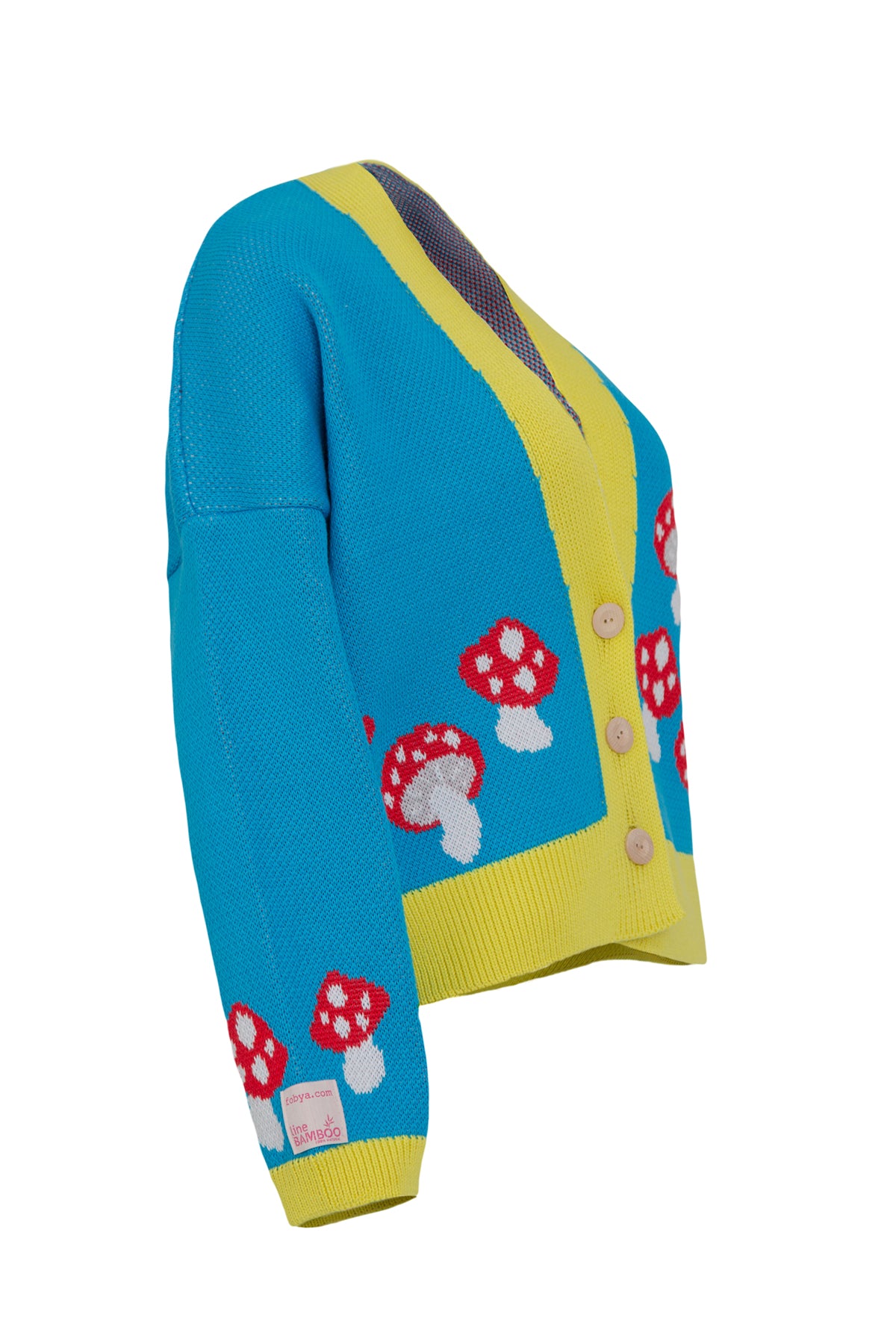 Krótki kardigan muchomory - sweter zapinany turkusowy - 7