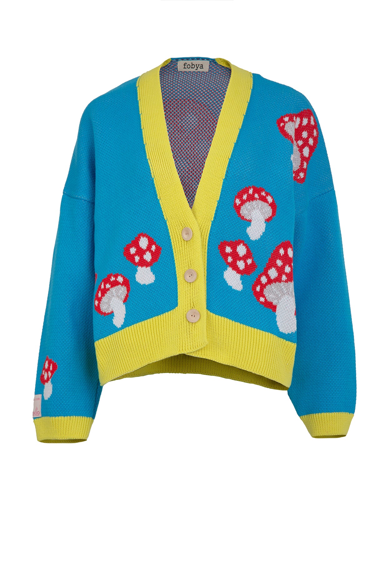 Krótki kardigan muchomory - sweter zapinany turkusowy - 6