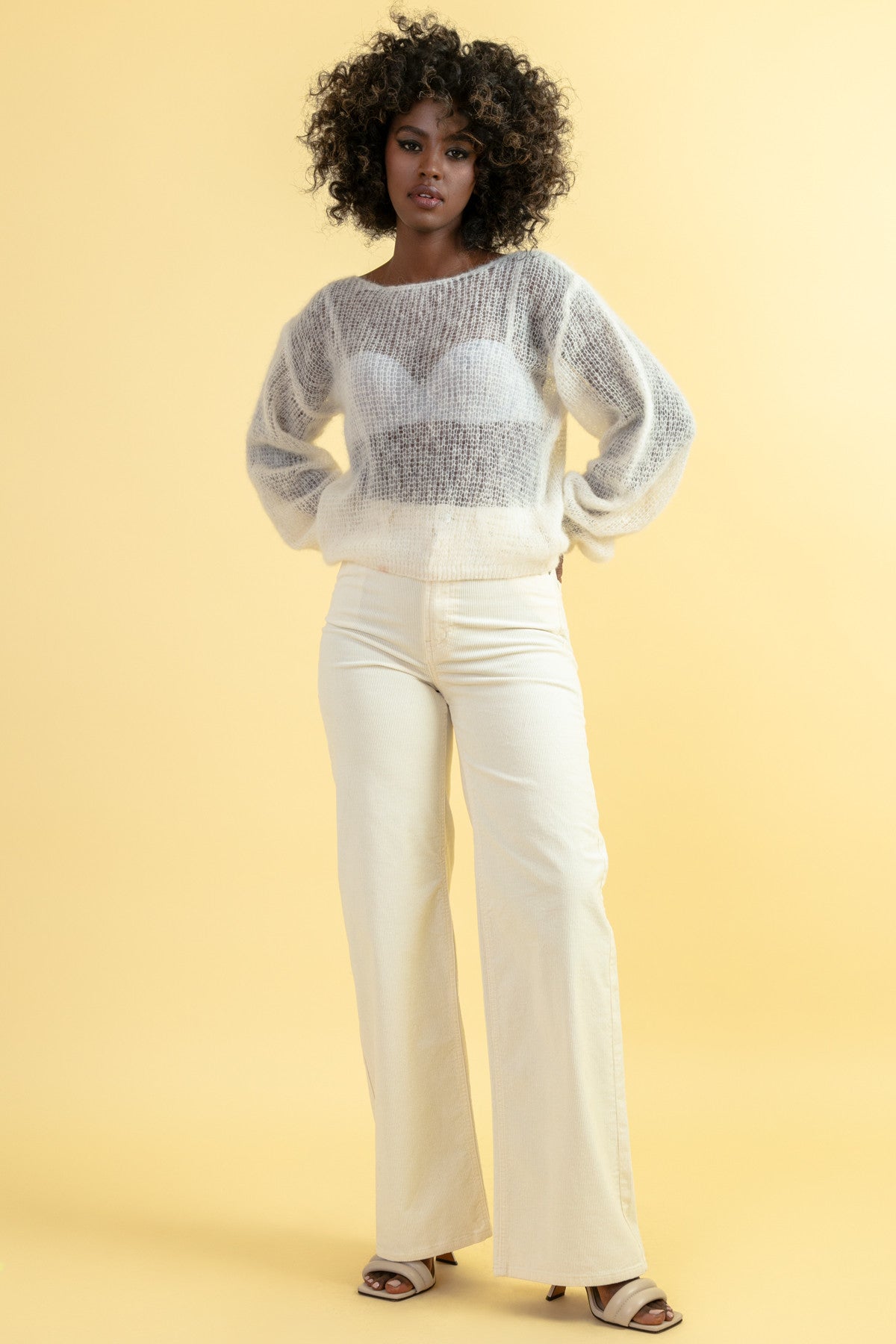 Lekki sweter z wełny alpaki ecru - 8