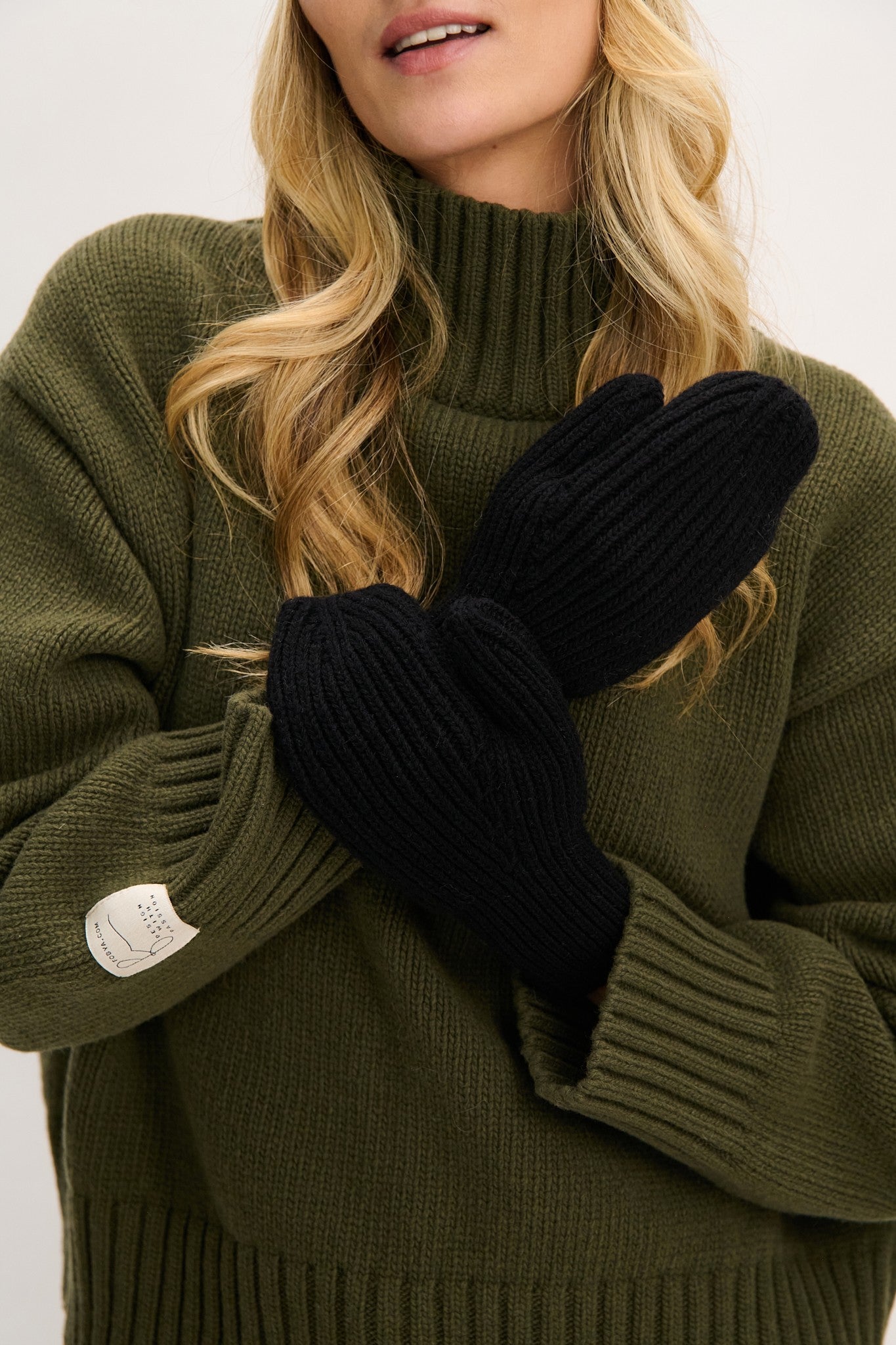 Rękawiczki z wełny merynos czarny - 2