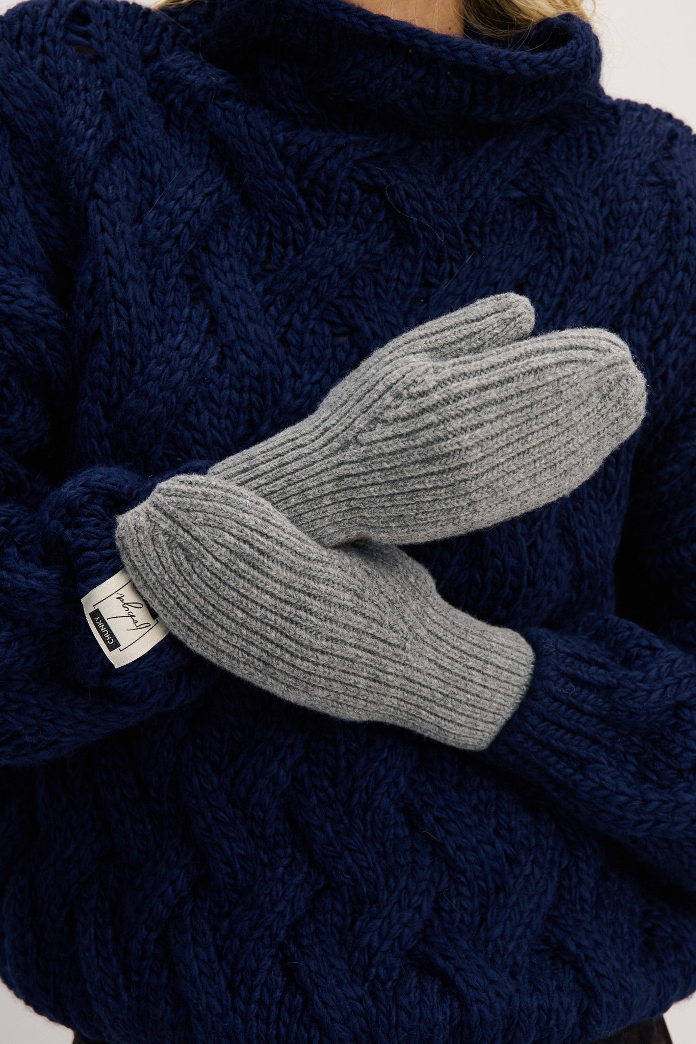 Rękawiczki z wełny merynos szary - 2