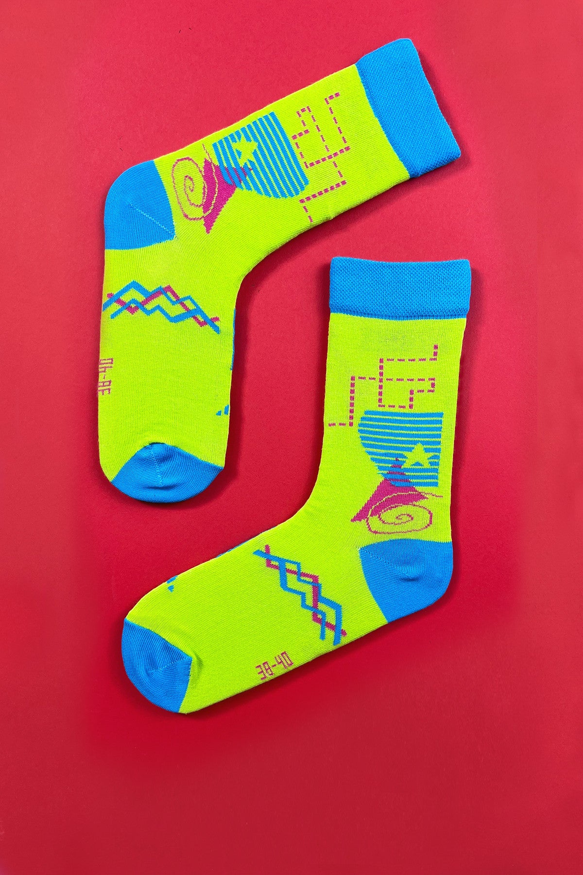 Skarpetki w geometryczne wzory 80' limonkowy - 2