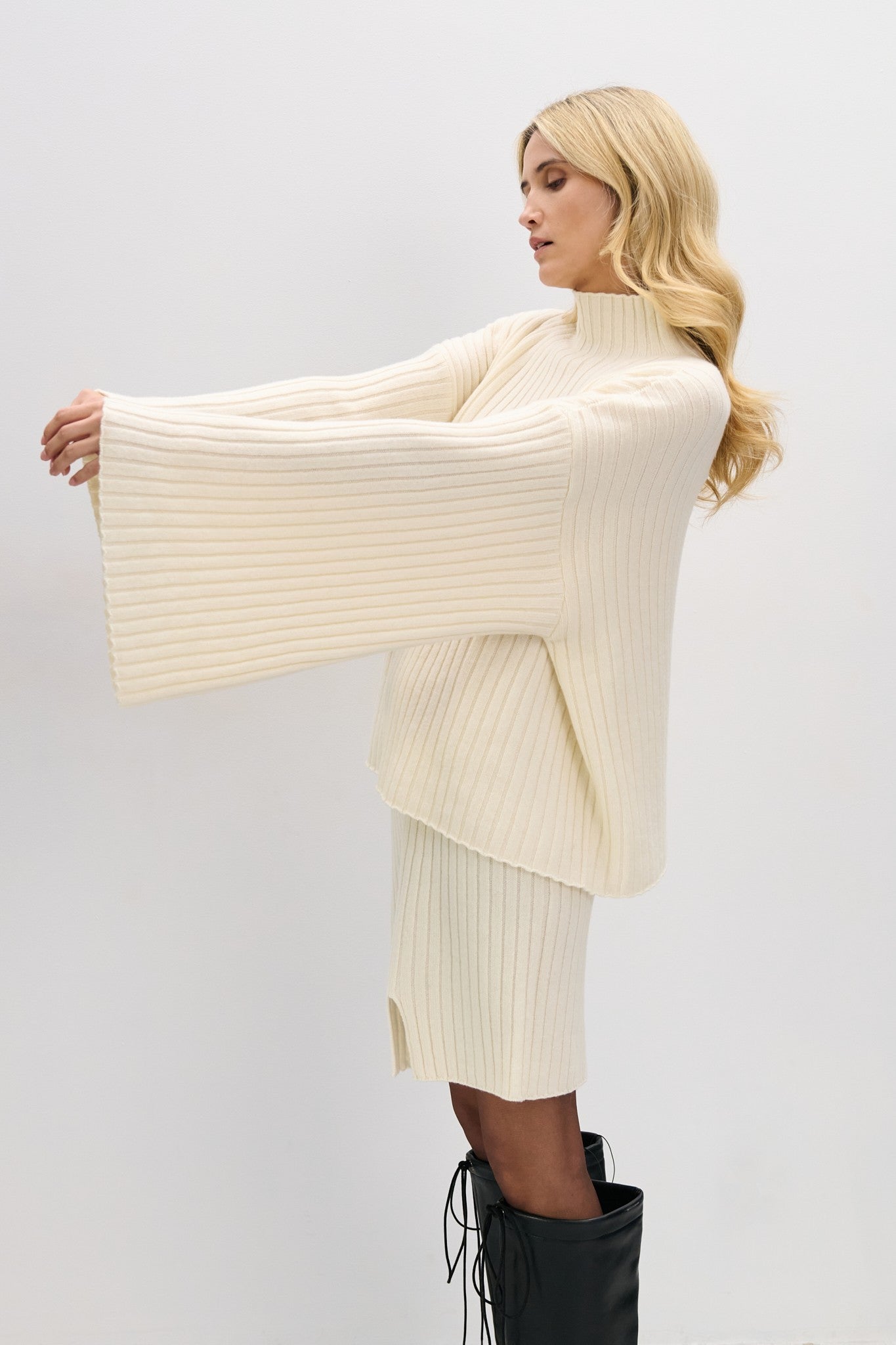 Sweter z kaszmiru CASHMERE PURE LOVE ecru - 7