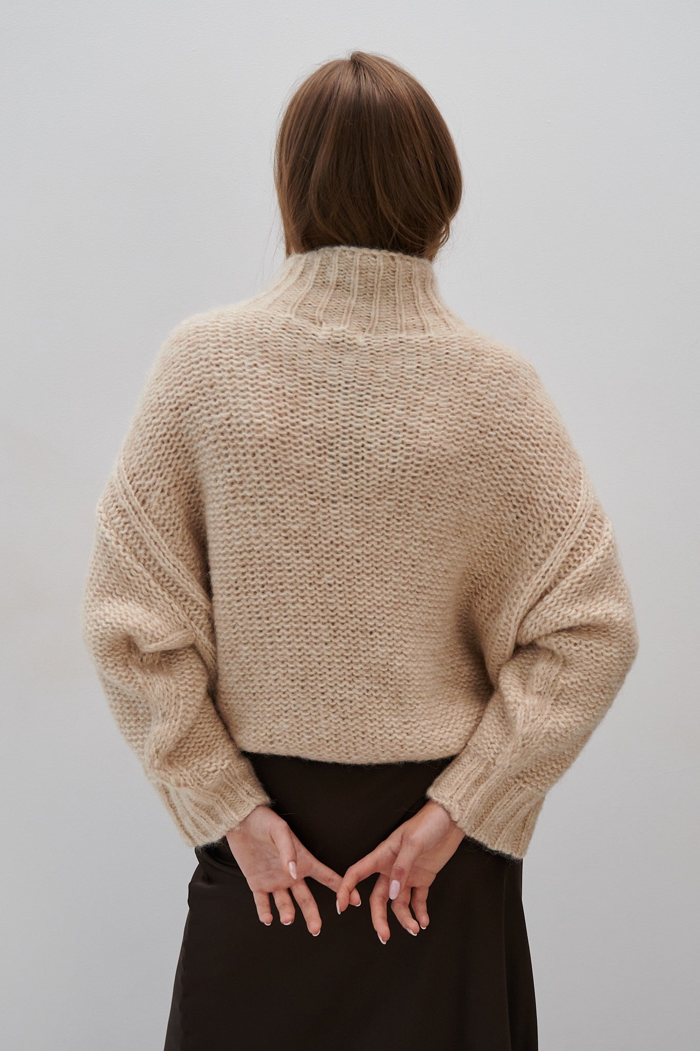 Sweter z niefarbowanej wełny alpaki i bawełny mako beżowy - 4