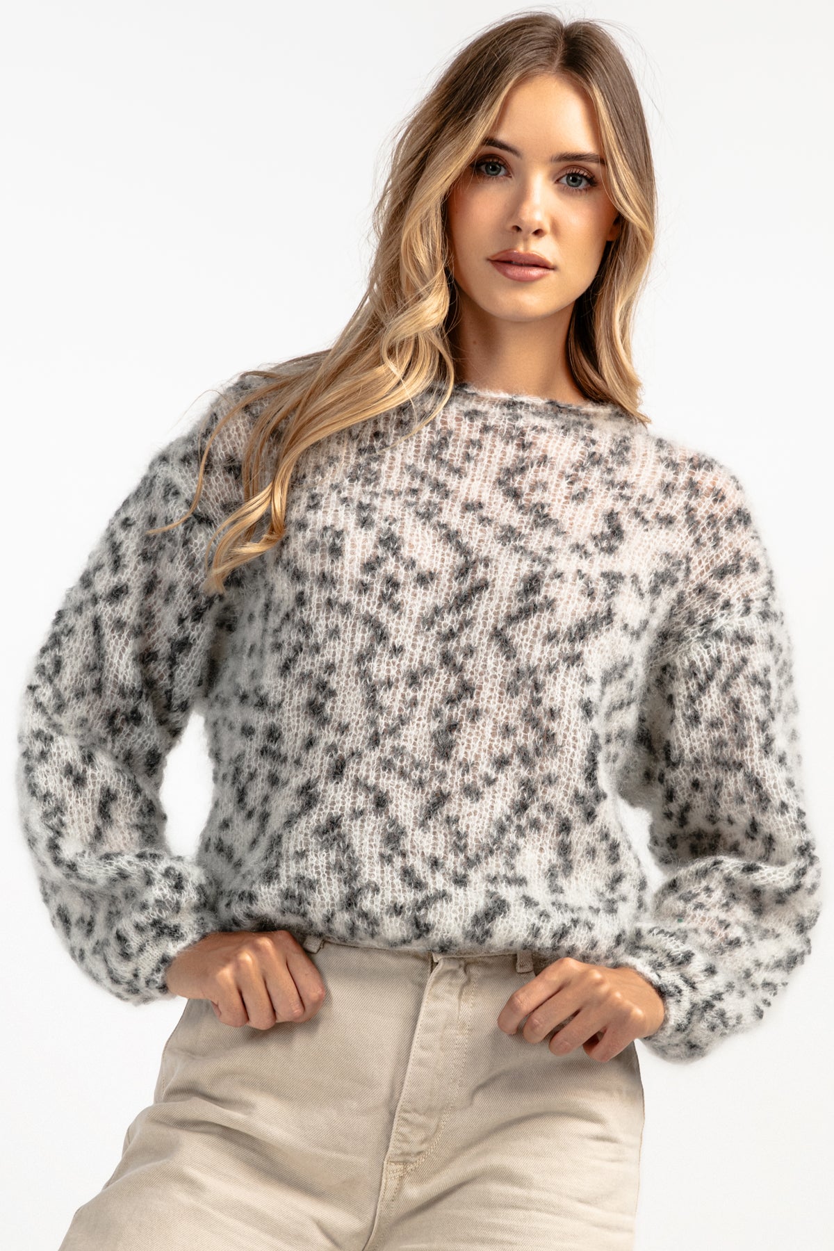 Sweter z wełny kid moher Snow Polar Dream szary - 2