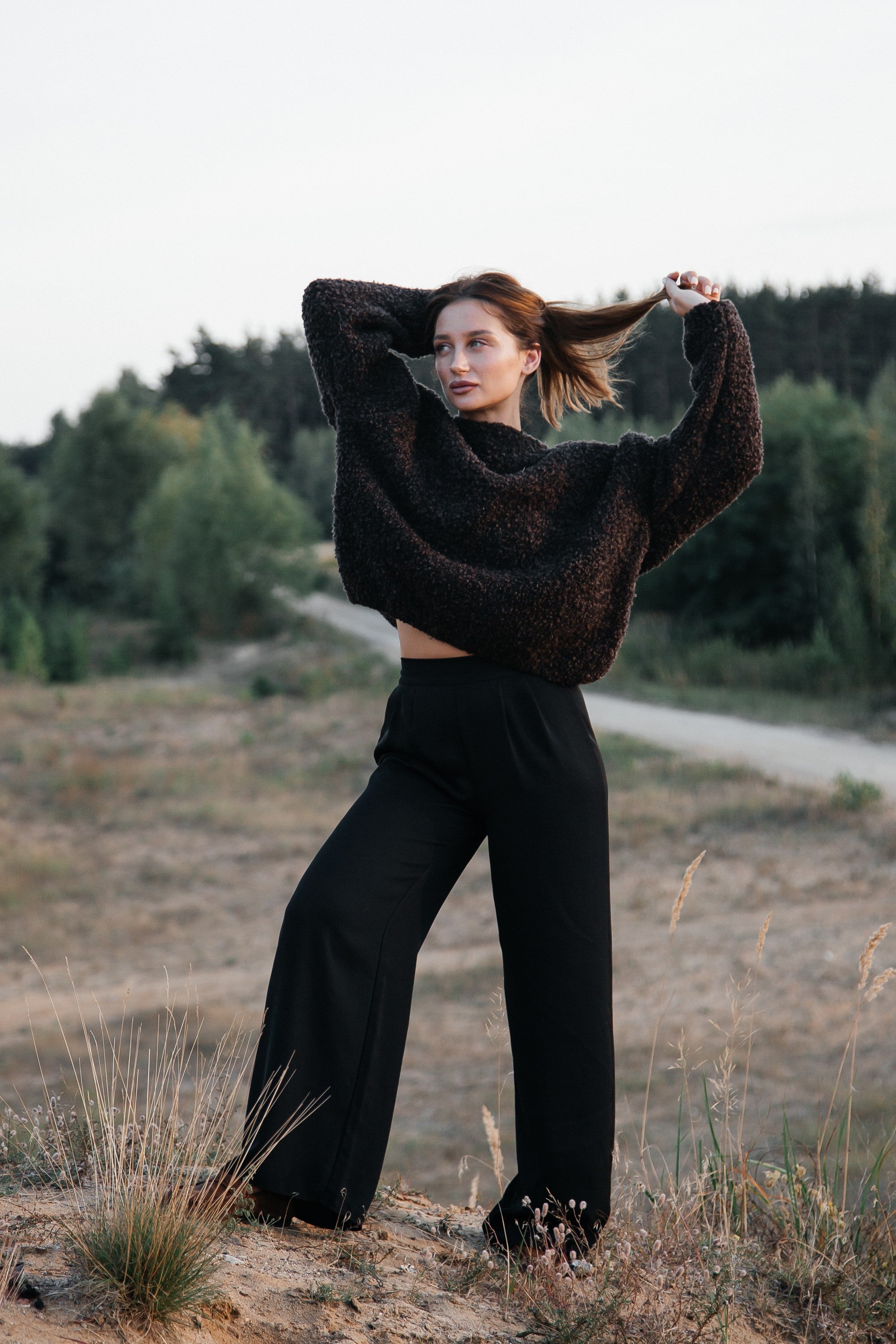 Sweter z wełny merynos Earth Dune brązowy - 3