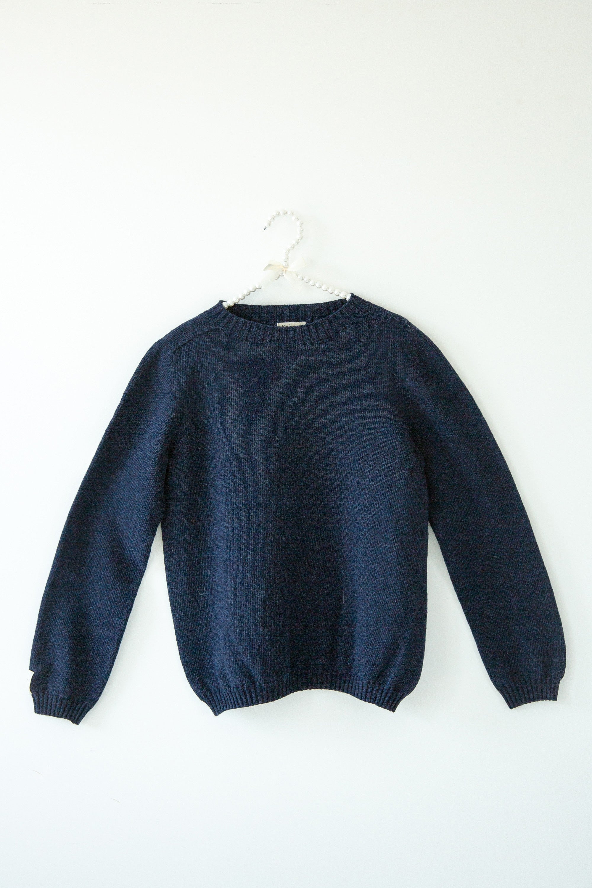 Sweter z wełny merynos granat granatowy - 5