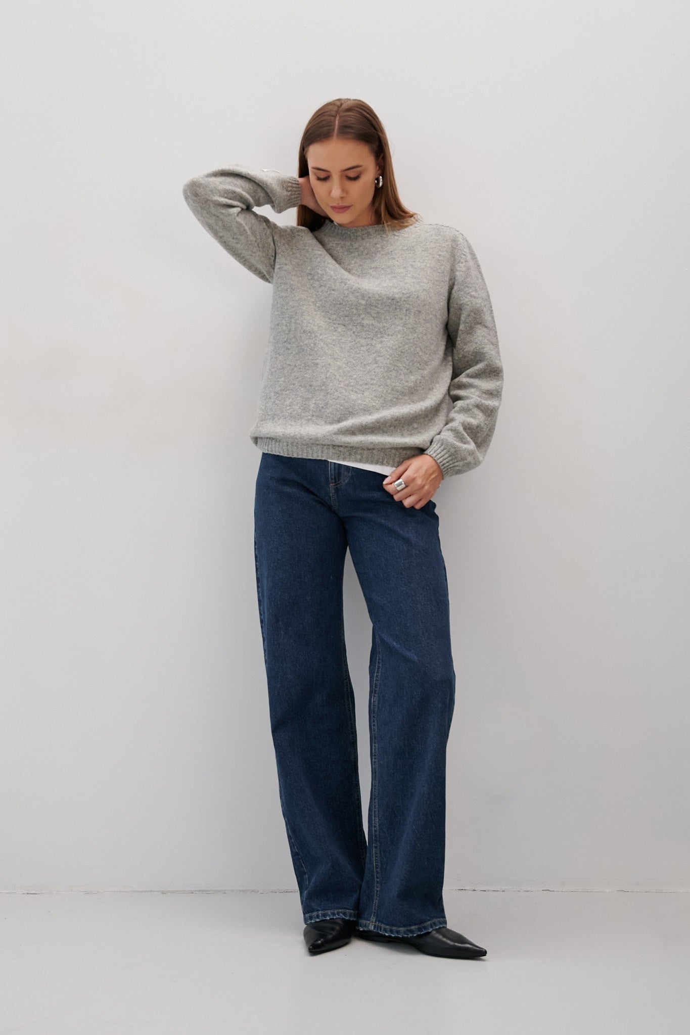 Sweter z wełny merynos szary - 4