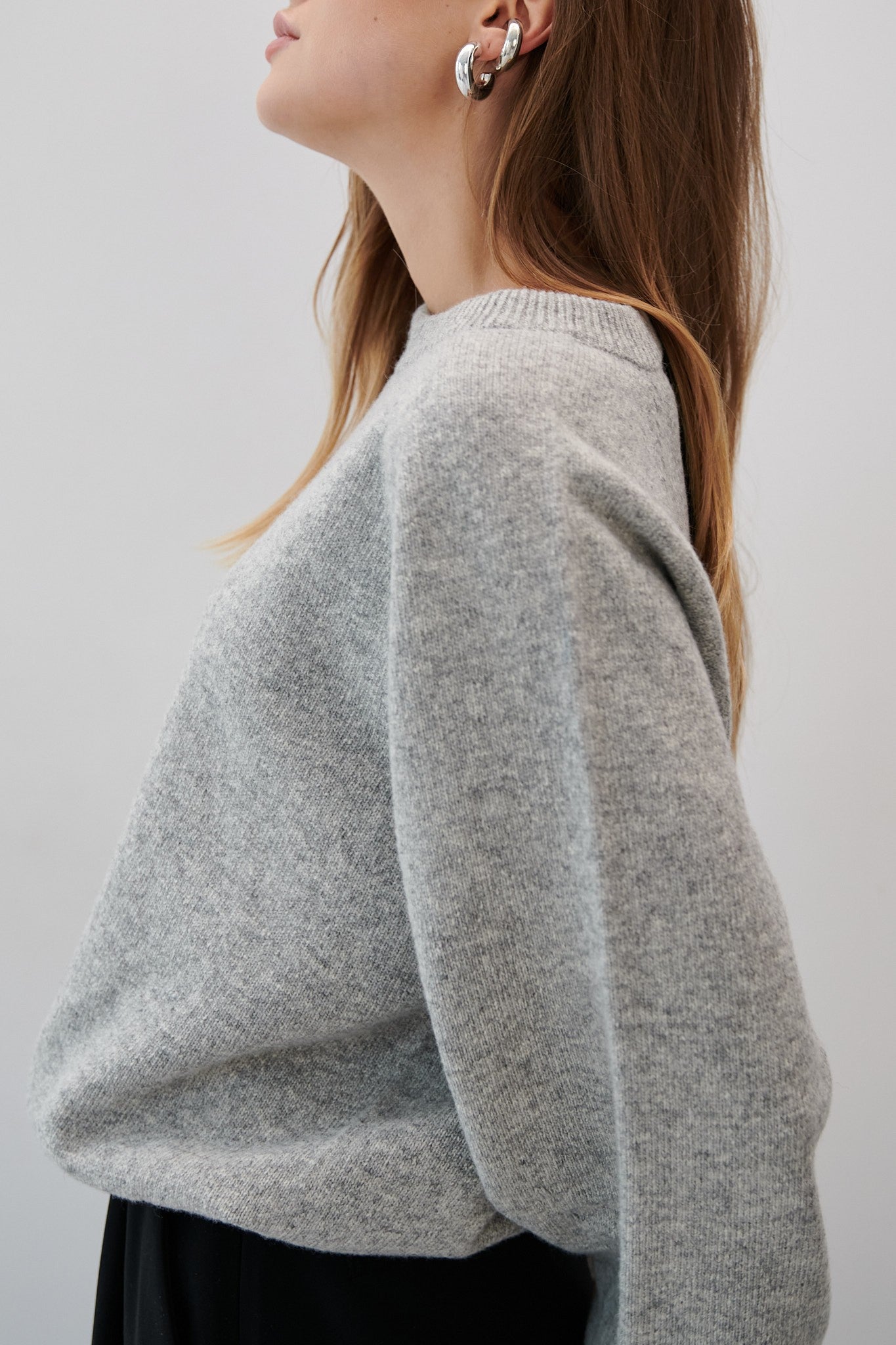 Sweter z wełny merynos szary - 4