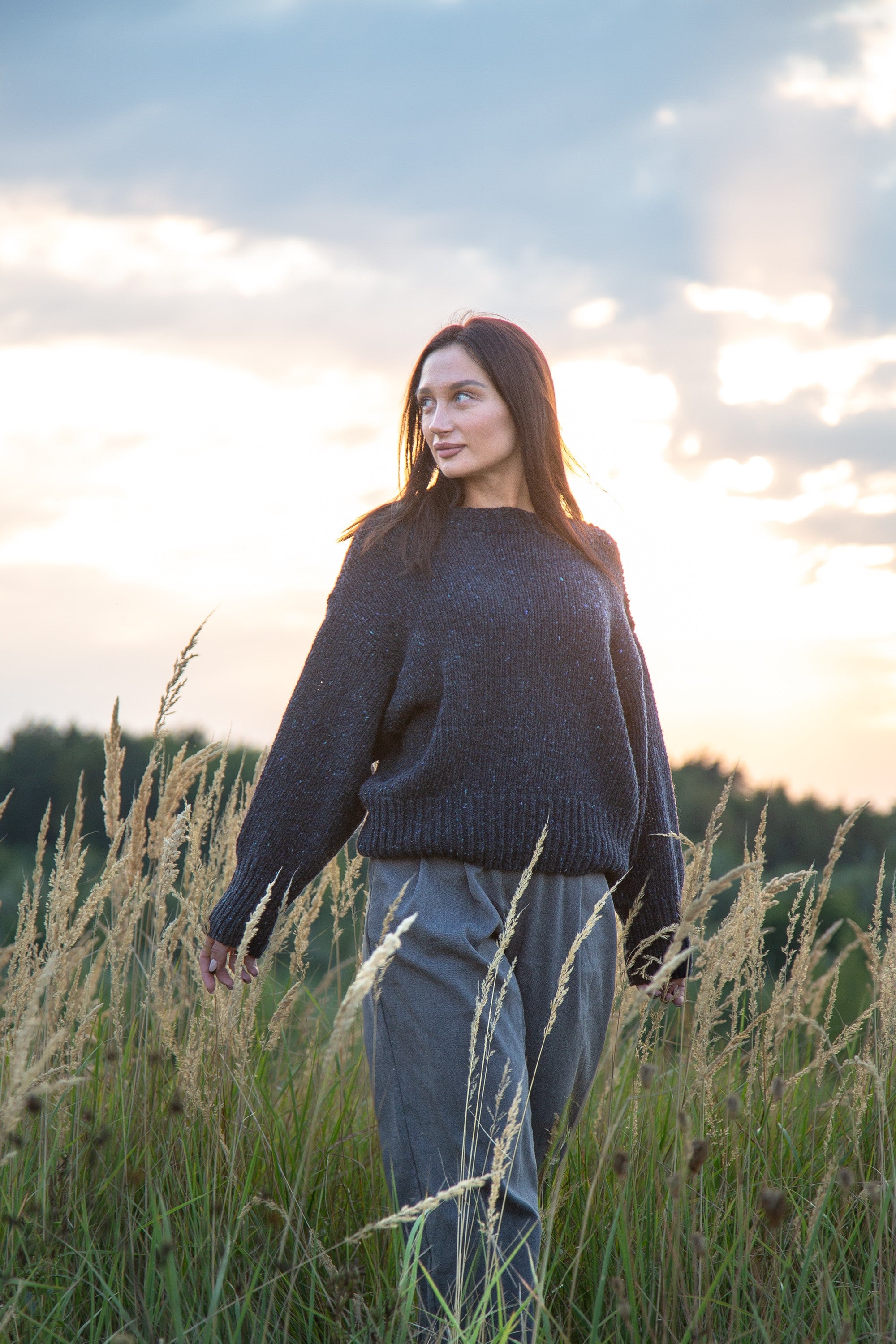 Sweter z wełny Midnight Sky granat granatowy - 12