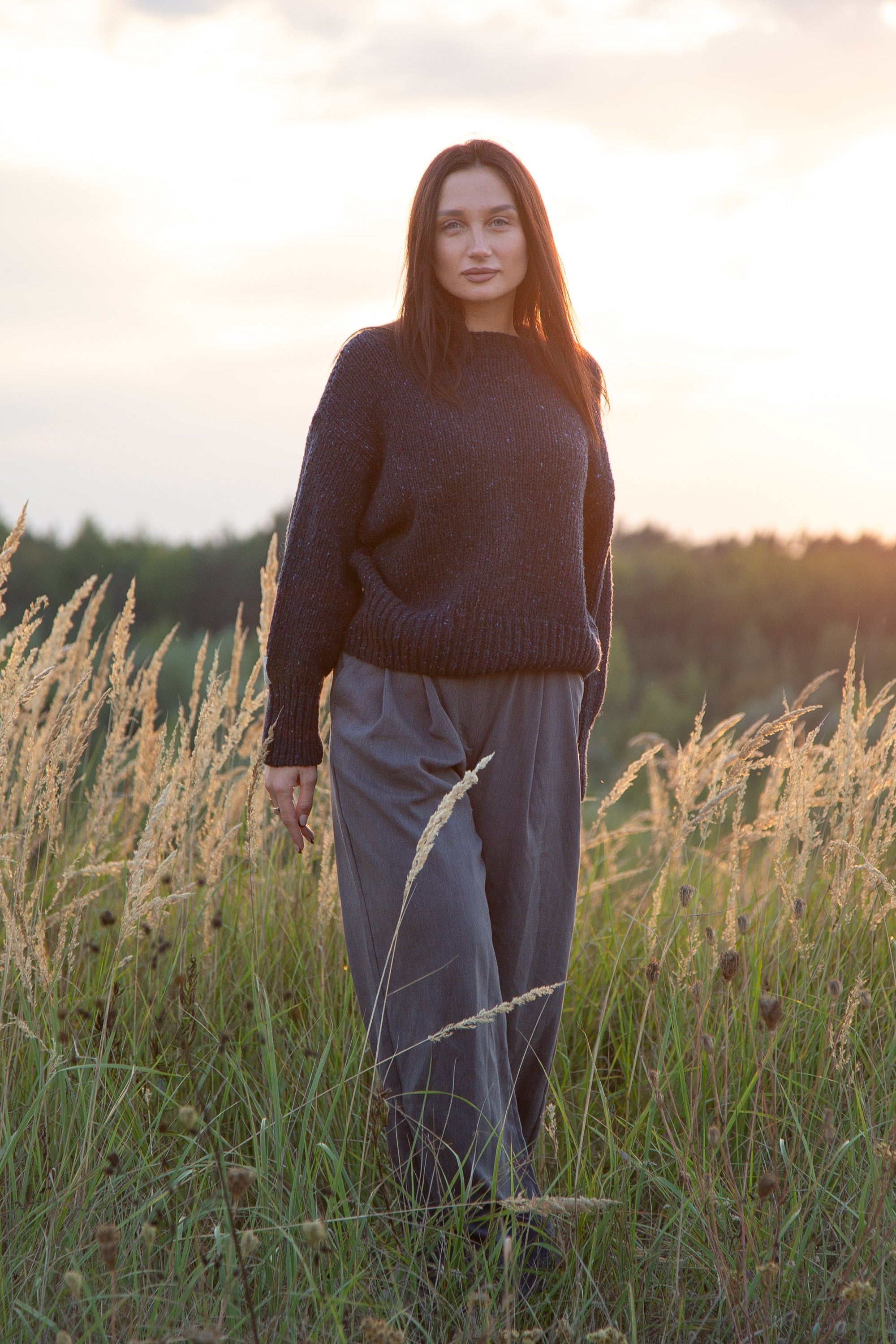 Sweter z wełny Midnight Sky granat granatowy - 7