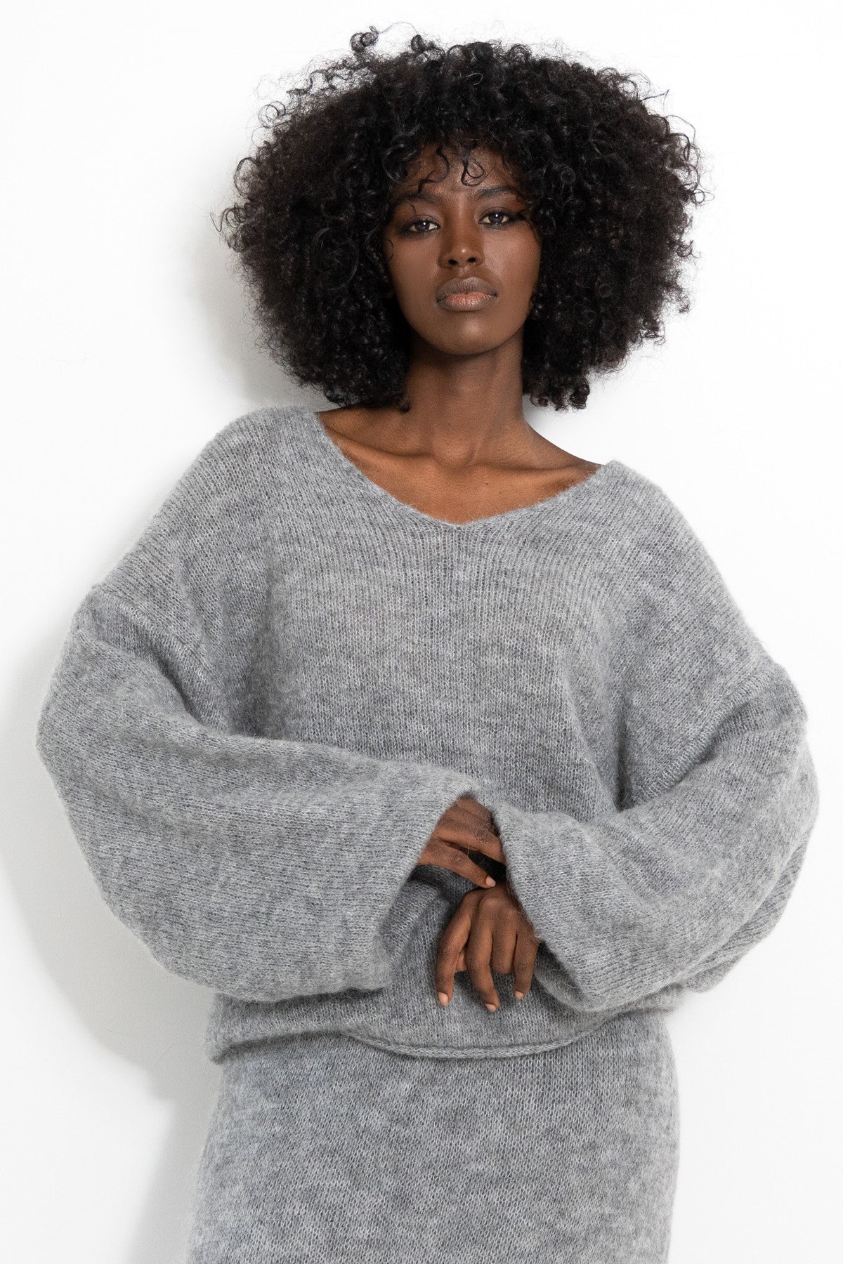 Sweter z wełny szary - 2