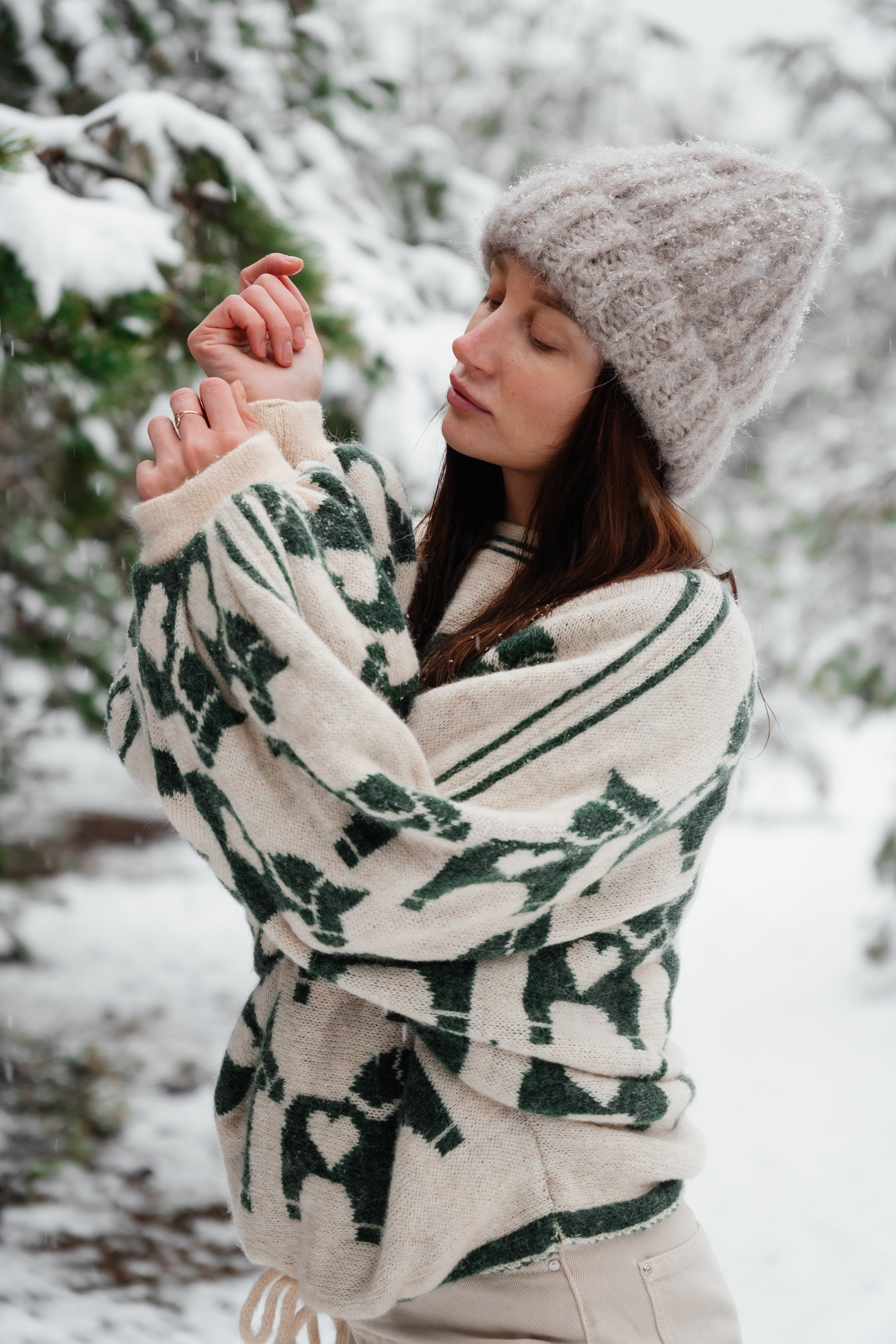 Sweter żakardowy Ponies zielony - 9