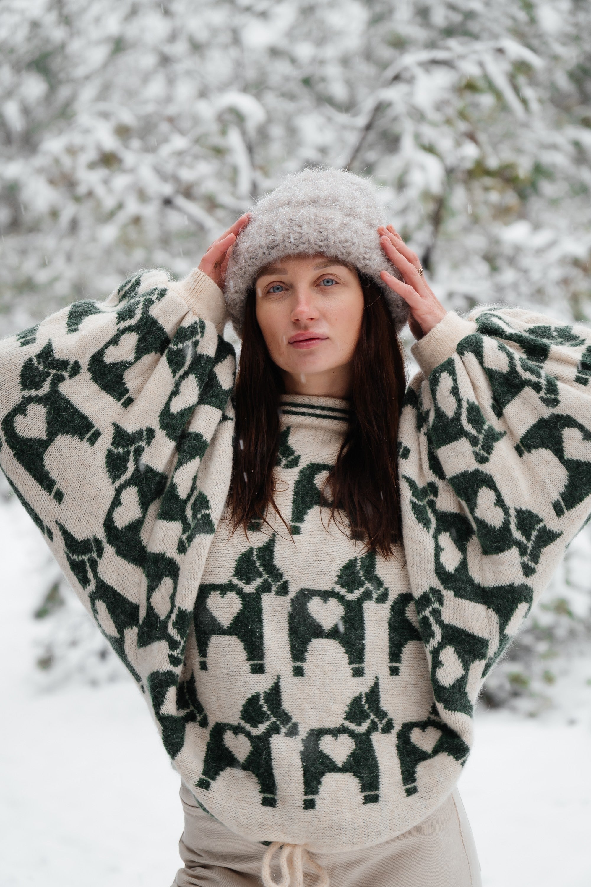 Sweter żakardowy Ponies zielony - 1