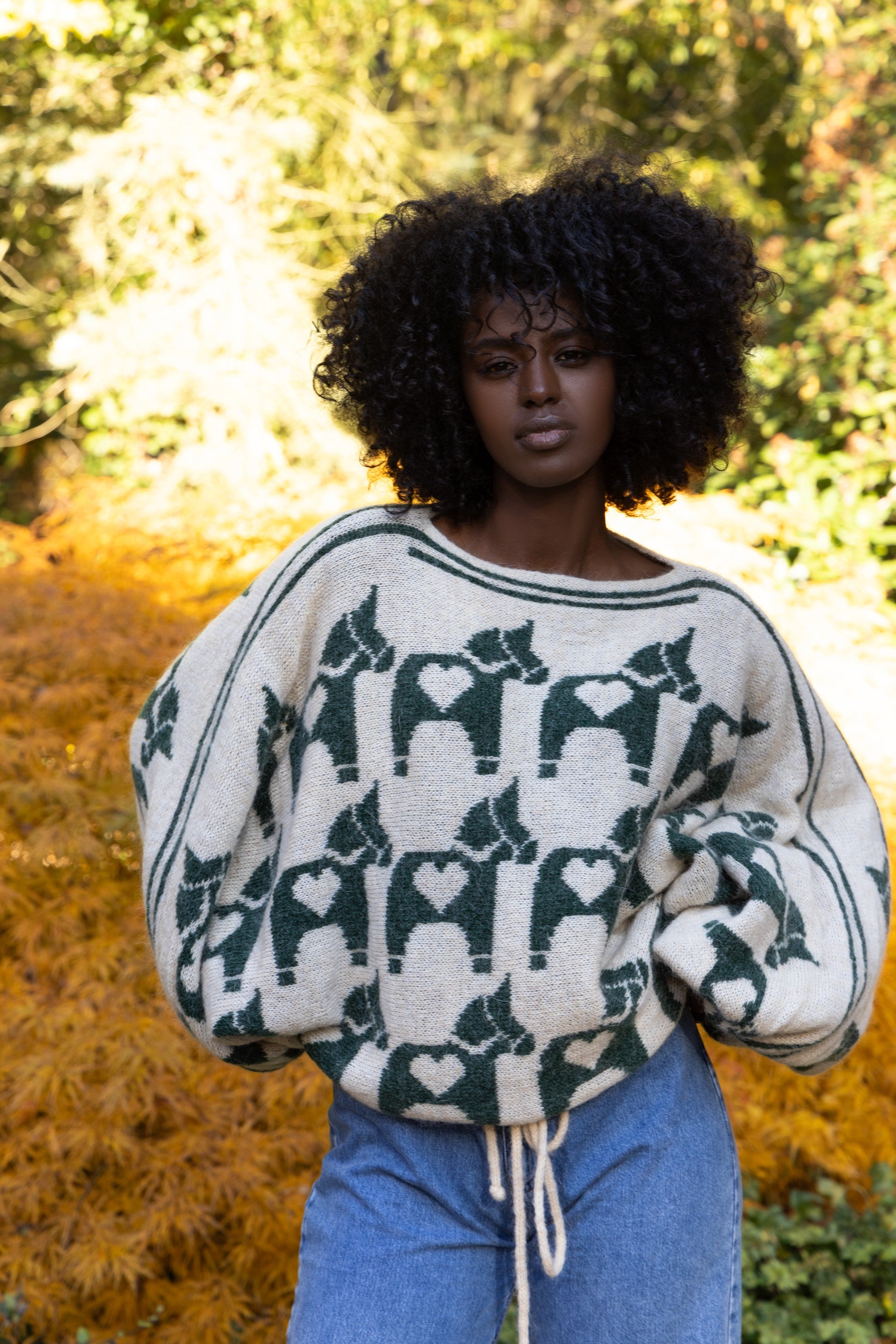 Sweter żakardowy Ponies zielony - 12