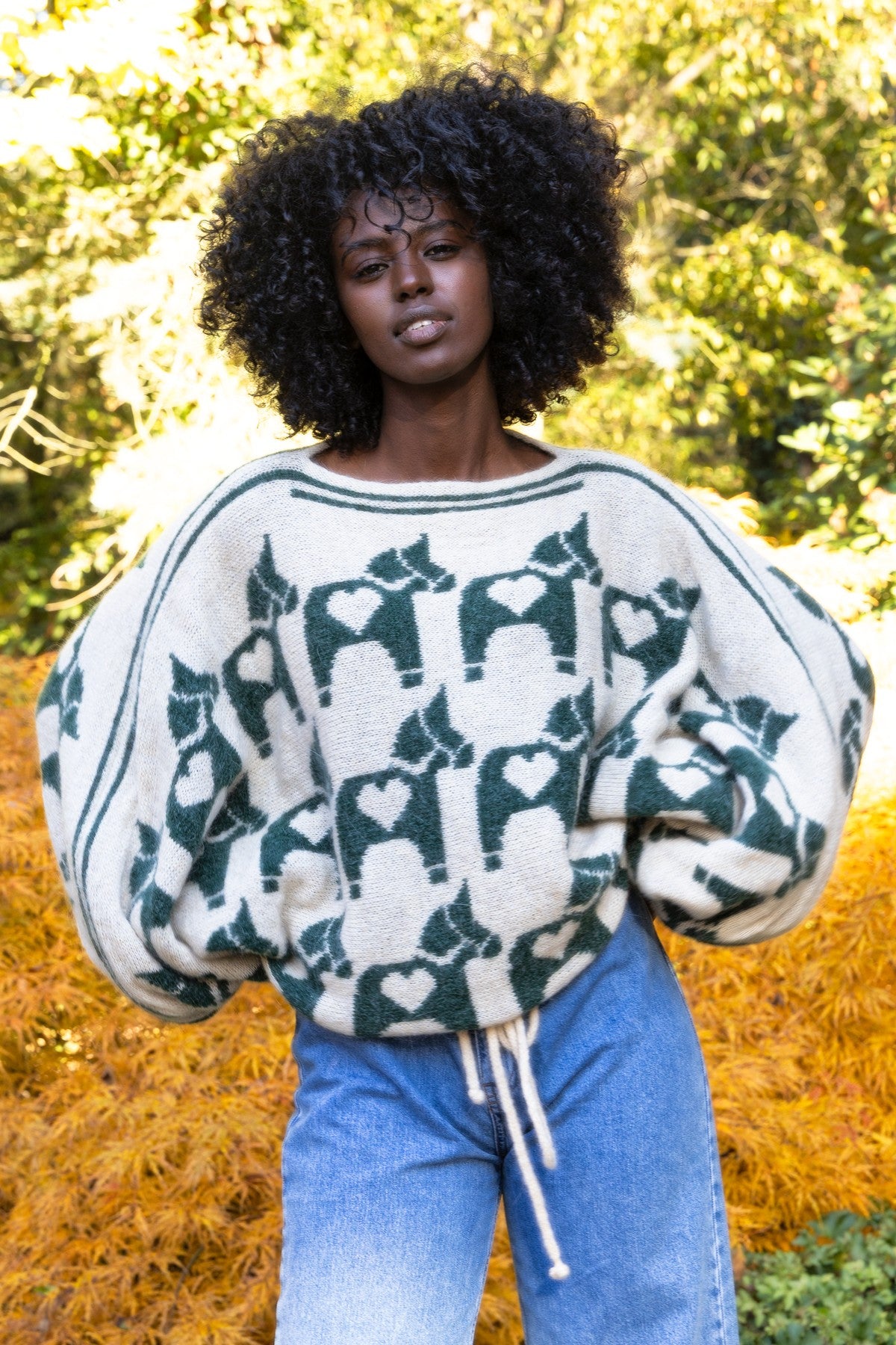 Sweter żakardowy Ponies zielony - 13