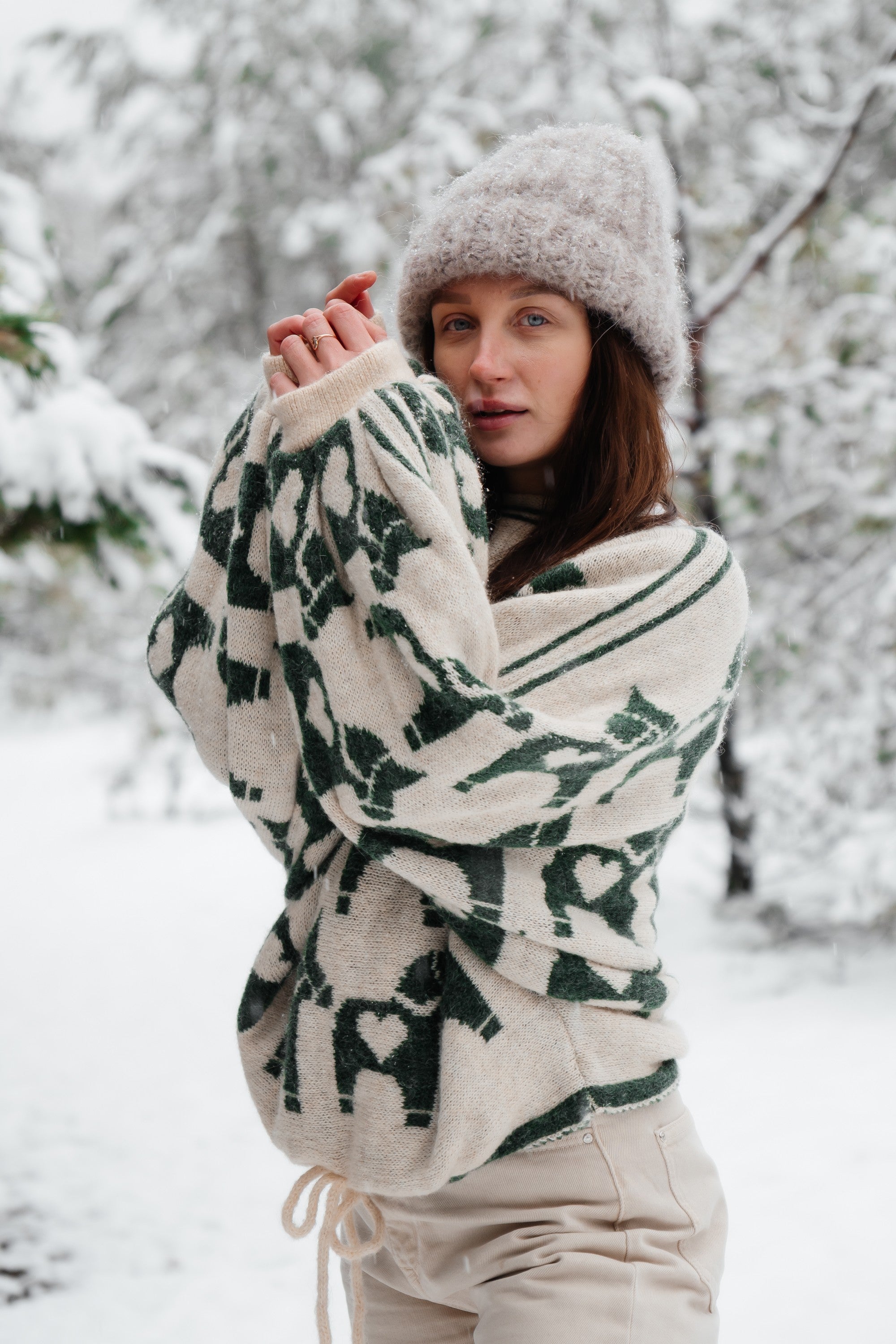 Sweter żakardowy Ponies zielony - 10