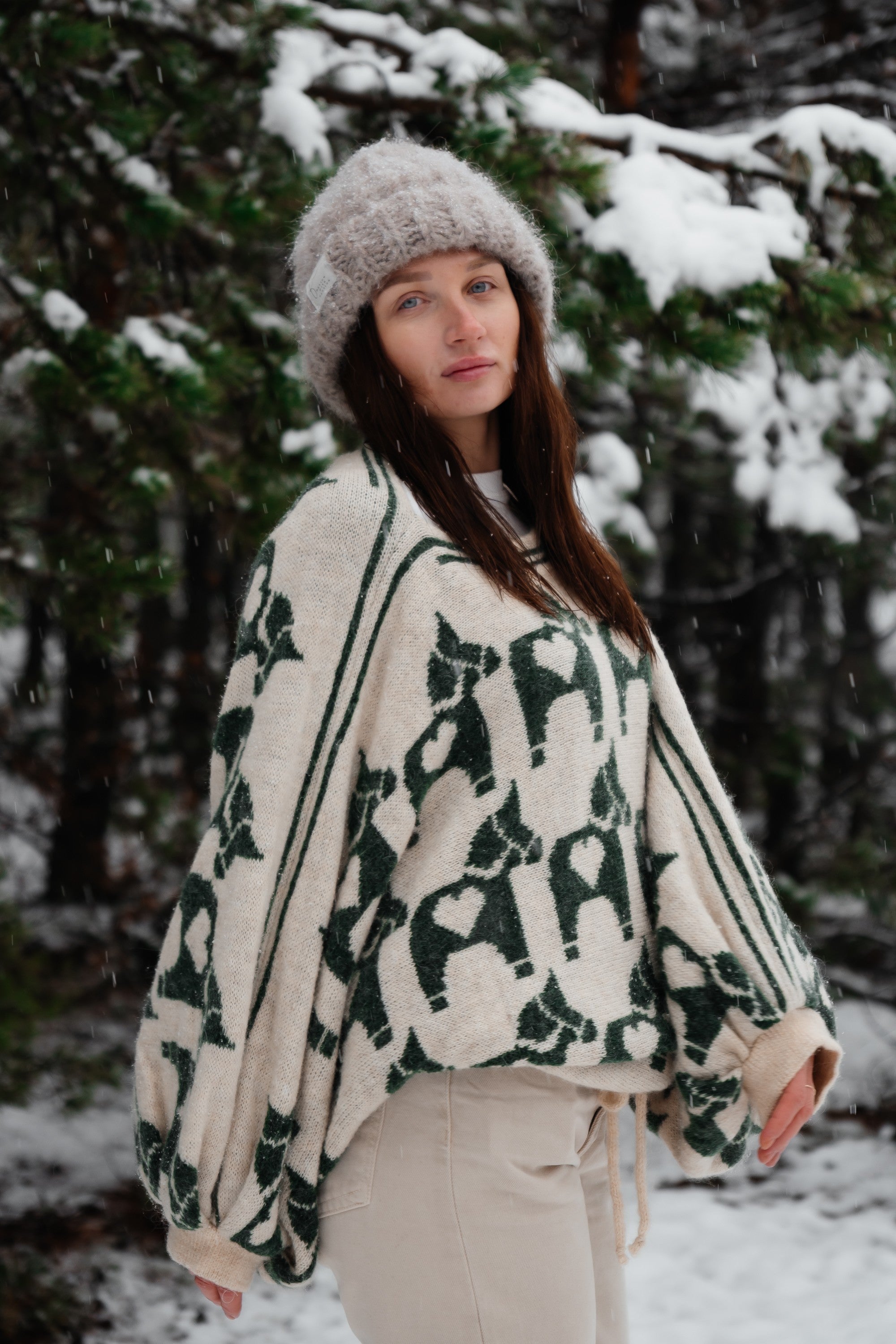 Sweter żakardowy Ponies zielony - 4