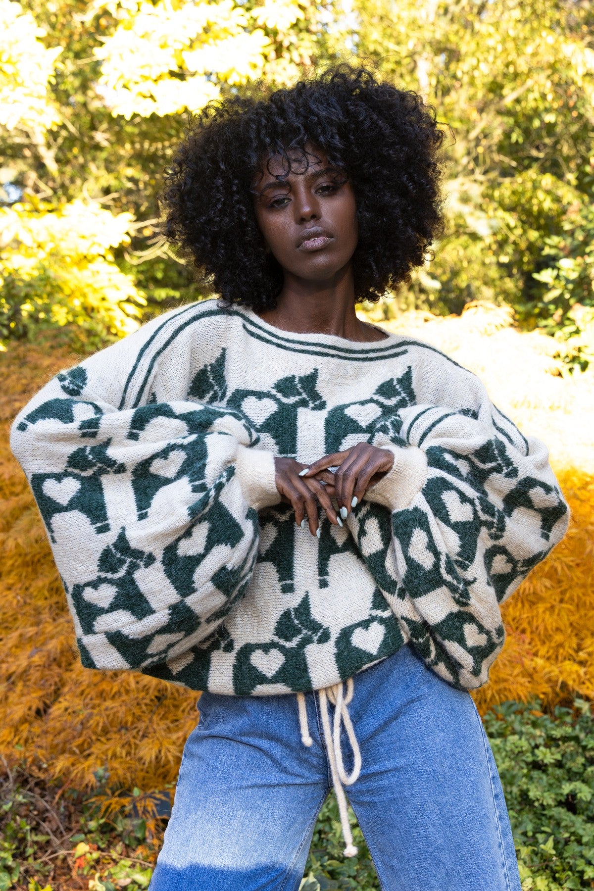 Sweter żakardowy Ponies zielony - 14