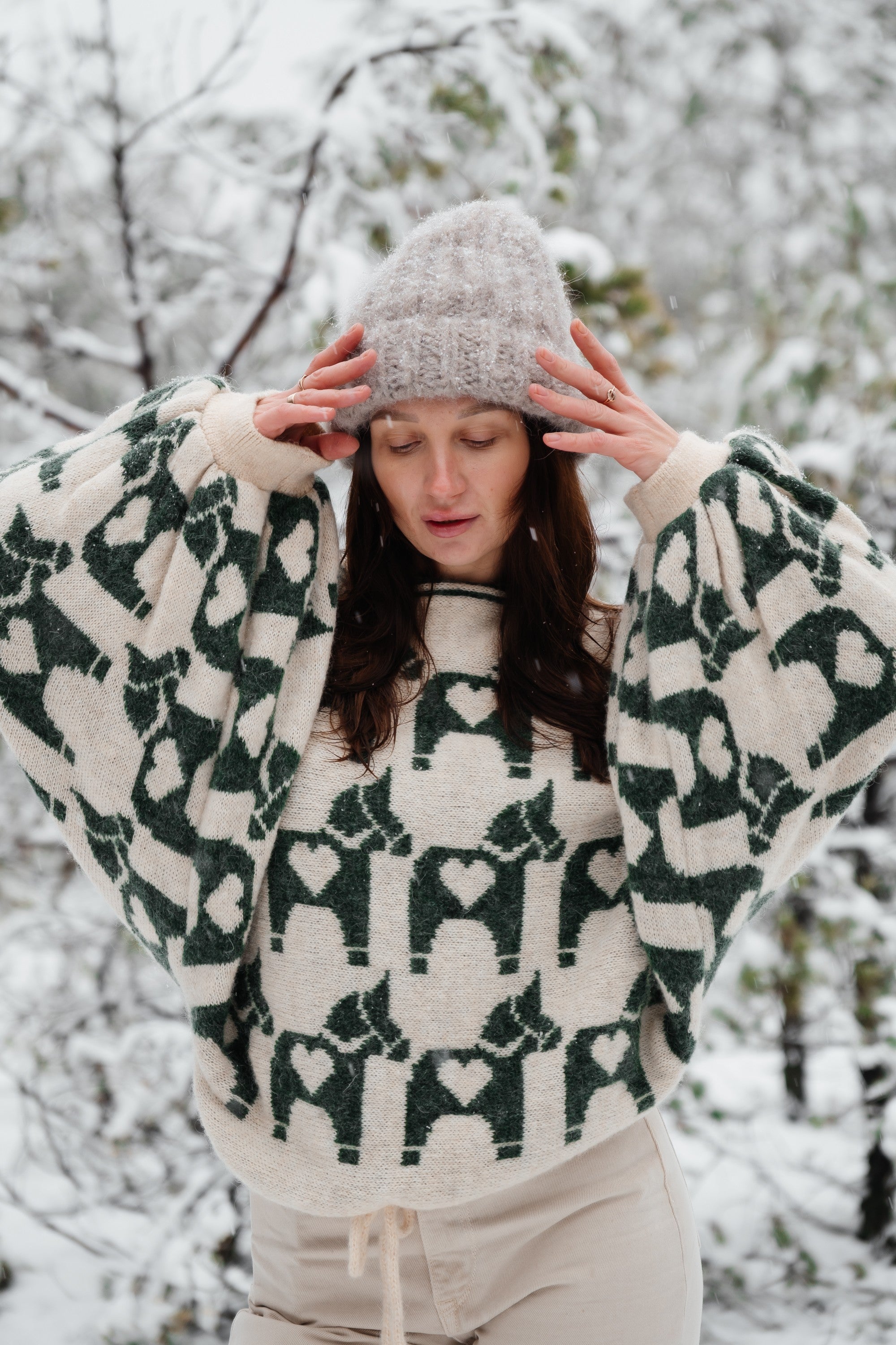 Sweter żakardowy Ponies zielony - 5