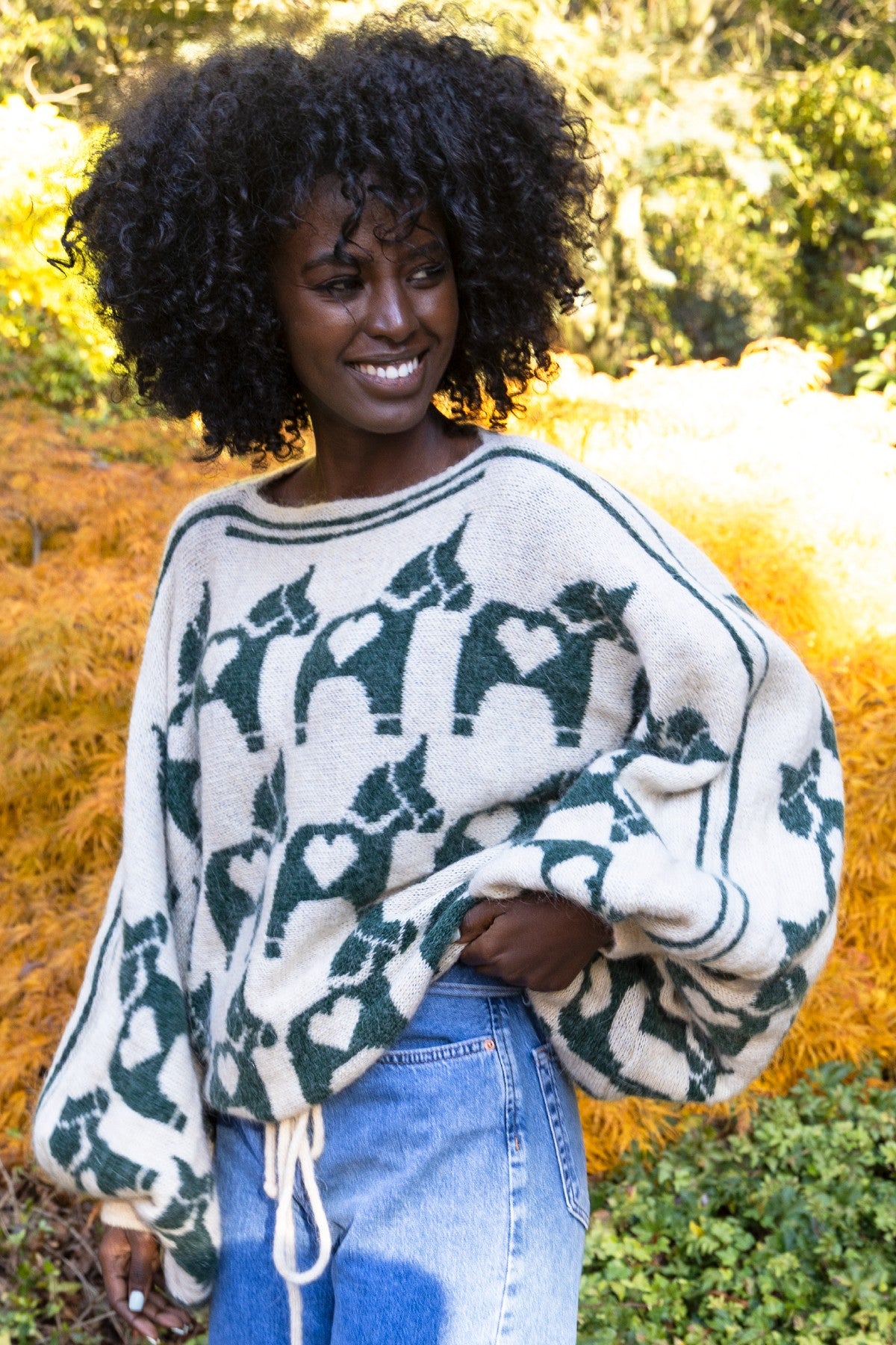 Sweter żakardowy Ponies zielony - 16