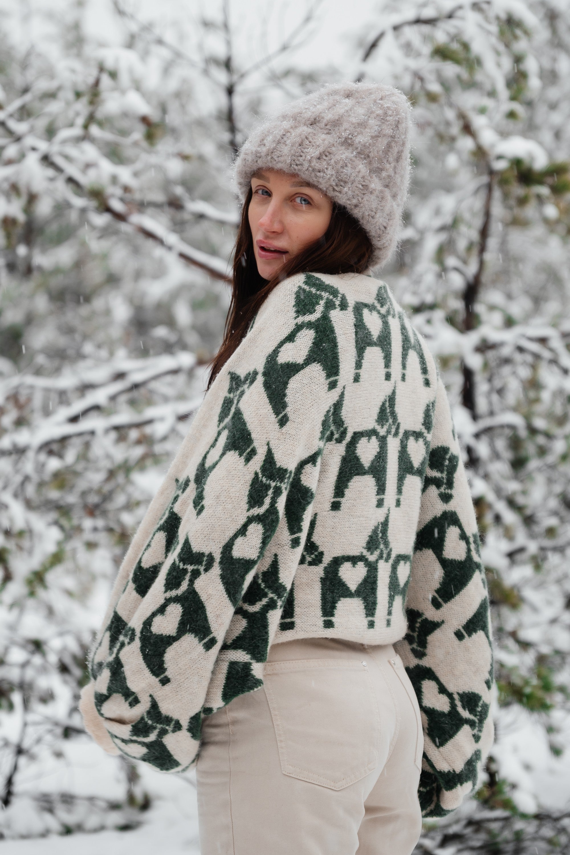 Sweter żakardowy Ponies zielony - 2