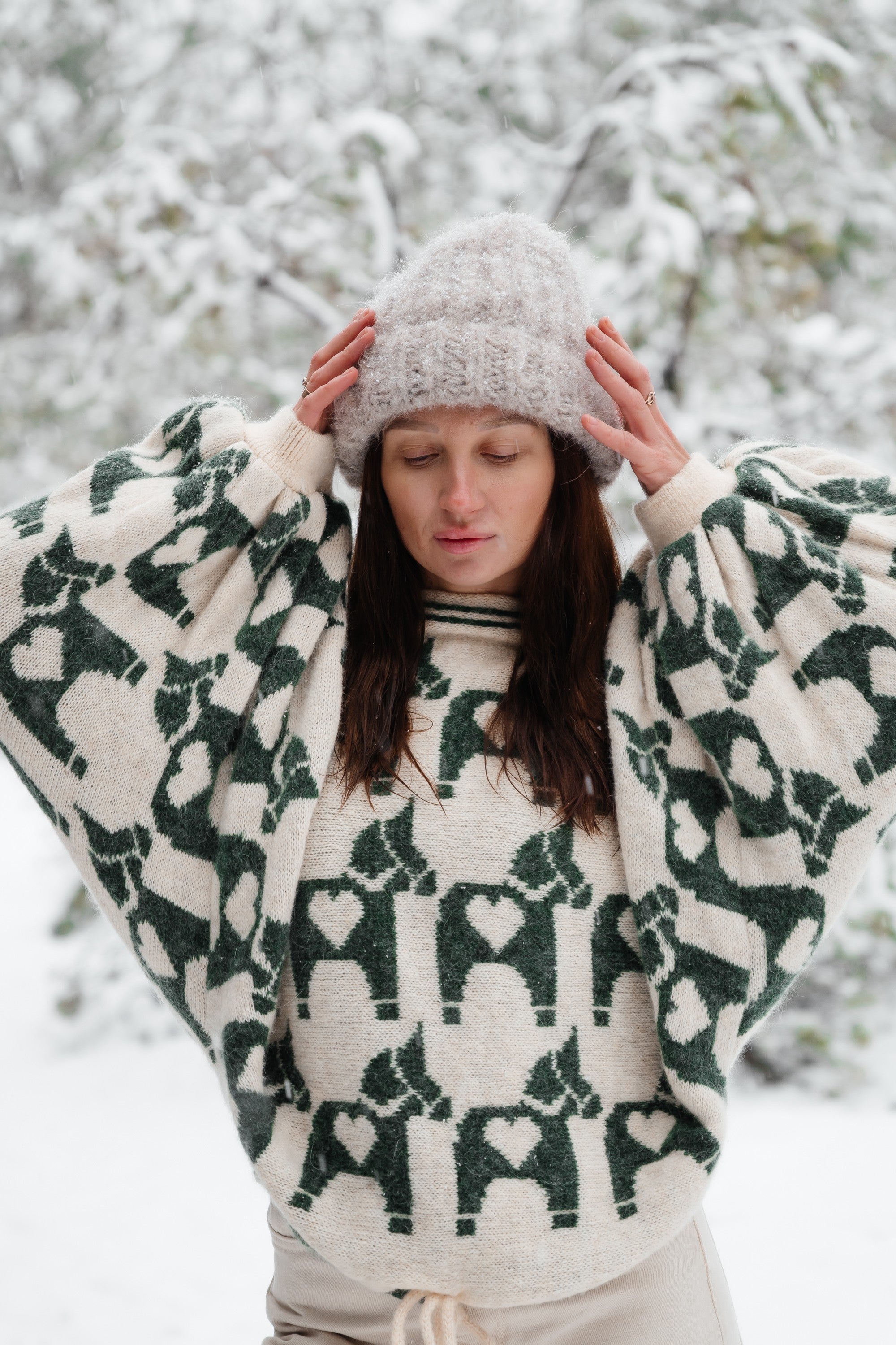 Sweter żakardowy Ponies zielony - 11