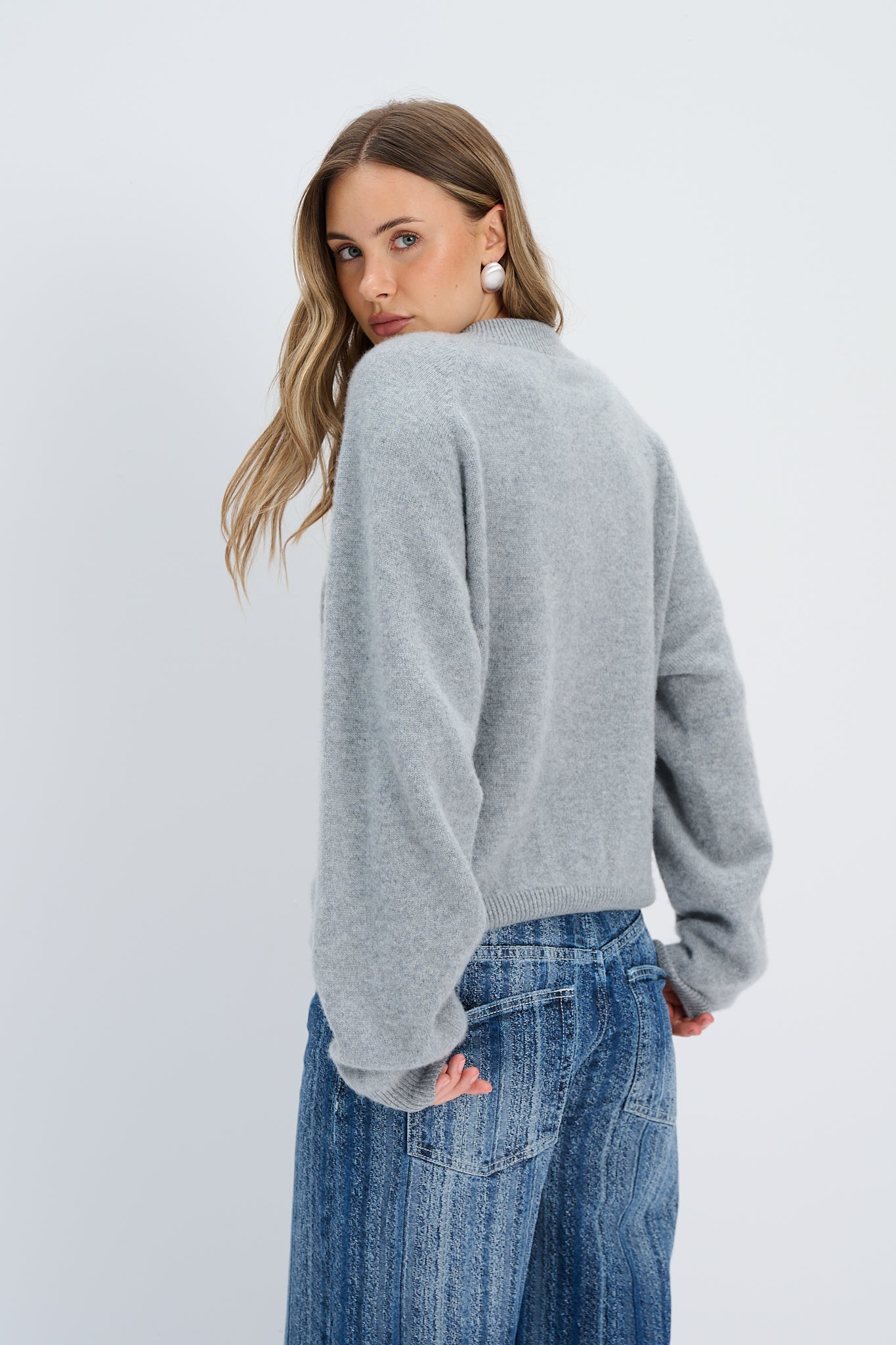 Kaschmir-Velours-Pullover in Hellrosa