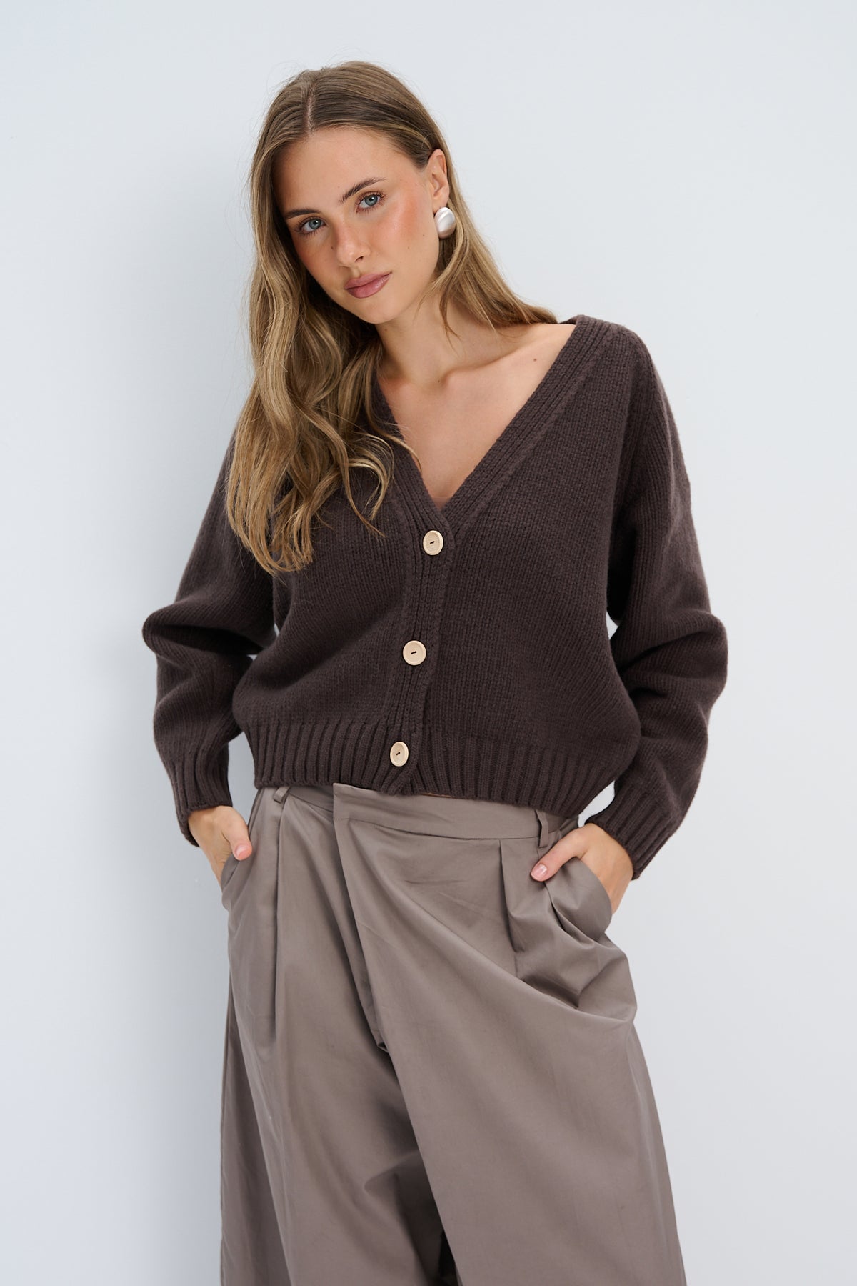 Cardigan aus Kaschmir und Merinowolle von Velvet Core, Rosa