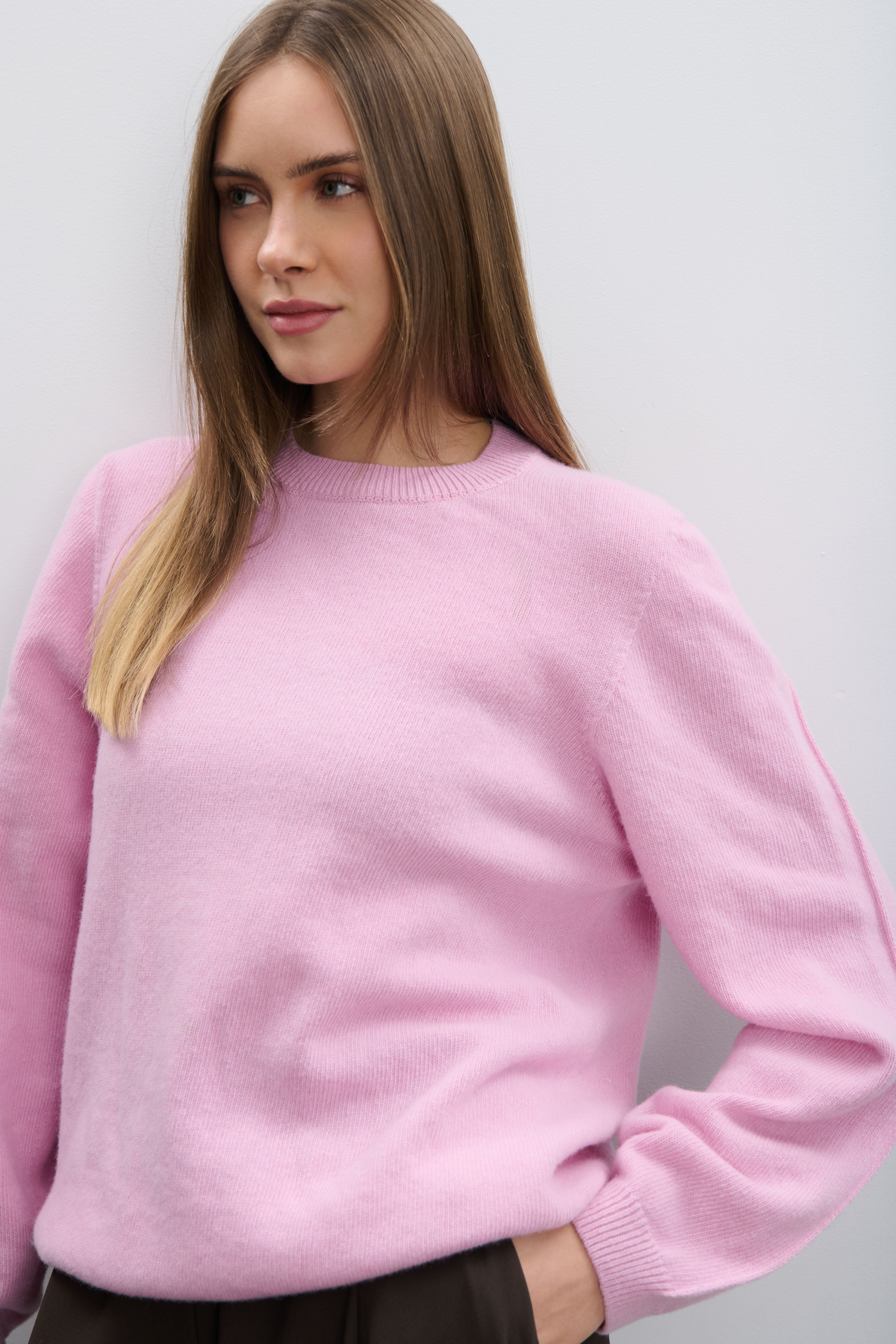 Sweter z kaszmiru i wełny merynos Softscape różowy