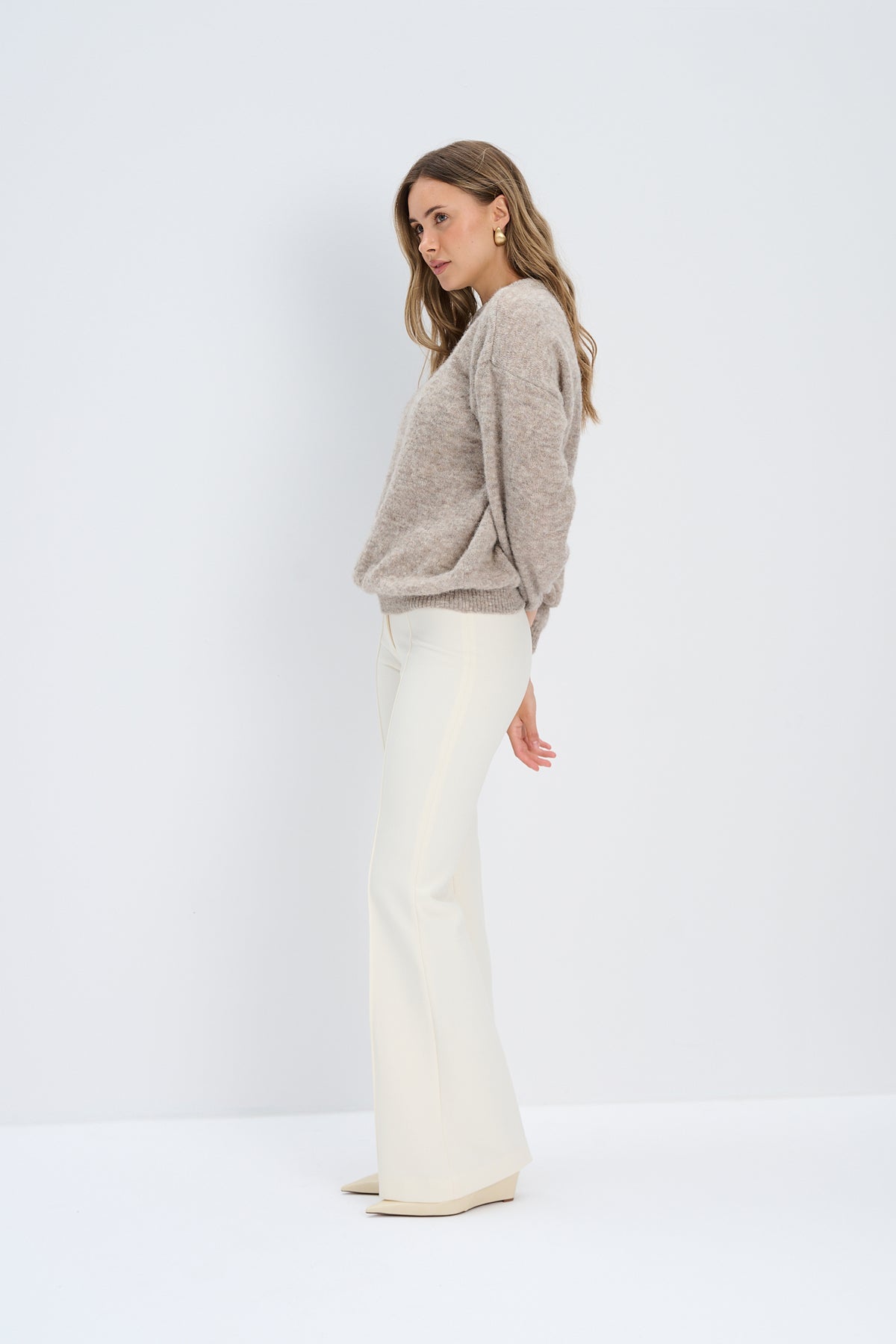 Lekki sweter z wełny alpaki Aura taupe