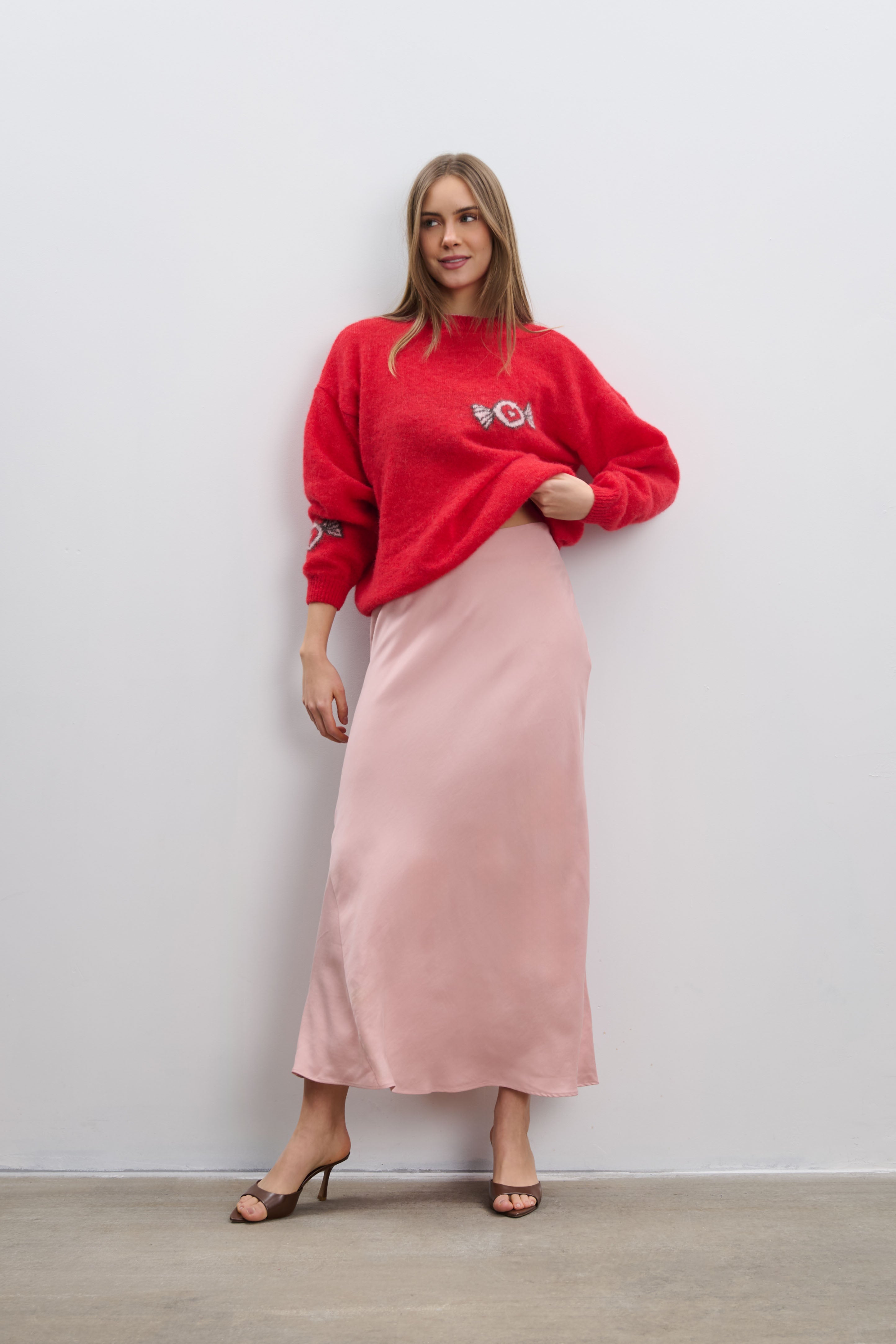 Sweter z wełny alpaki Candy Knit czerwony