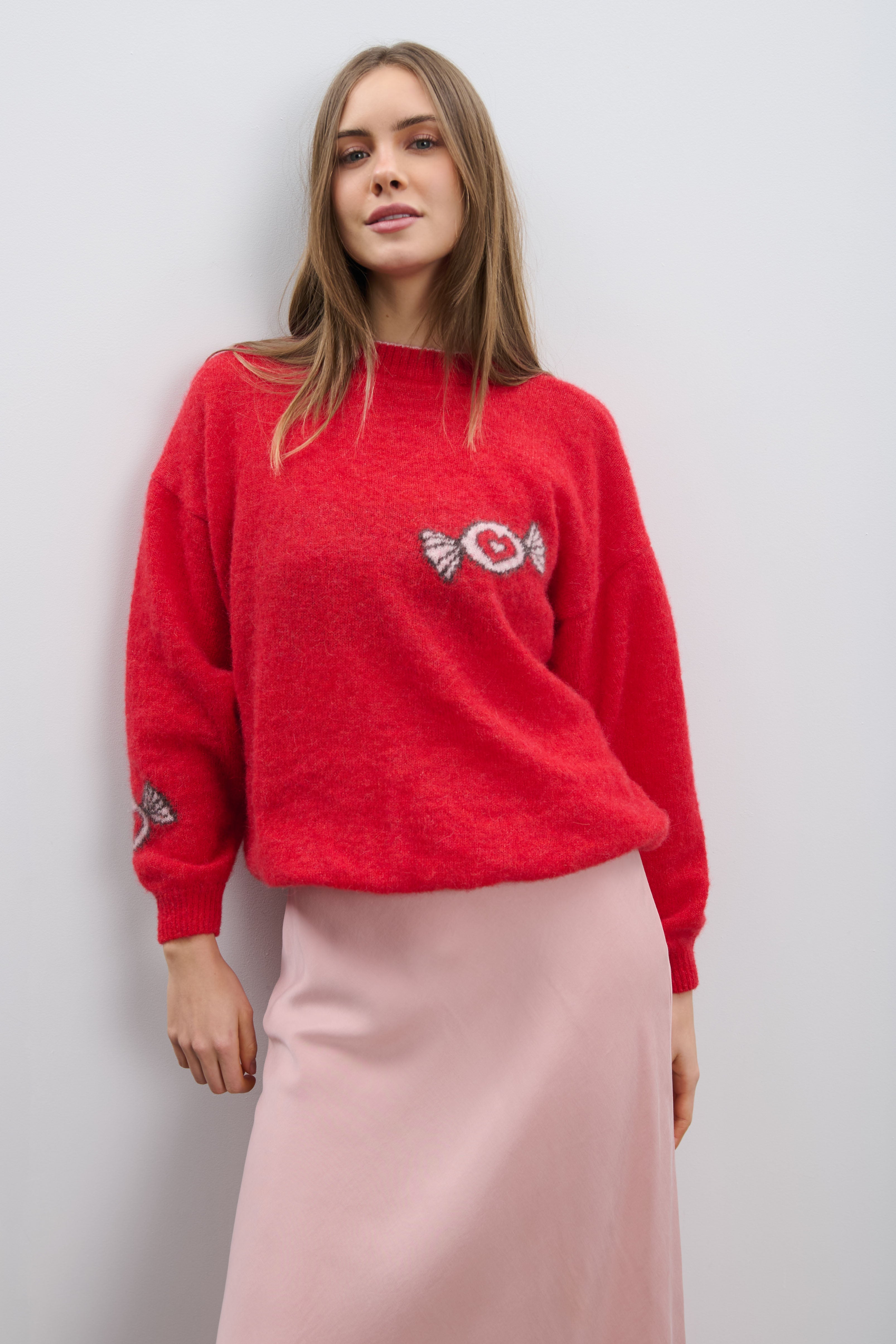 Sweter z wełny alpaki Candy Knit czerwony