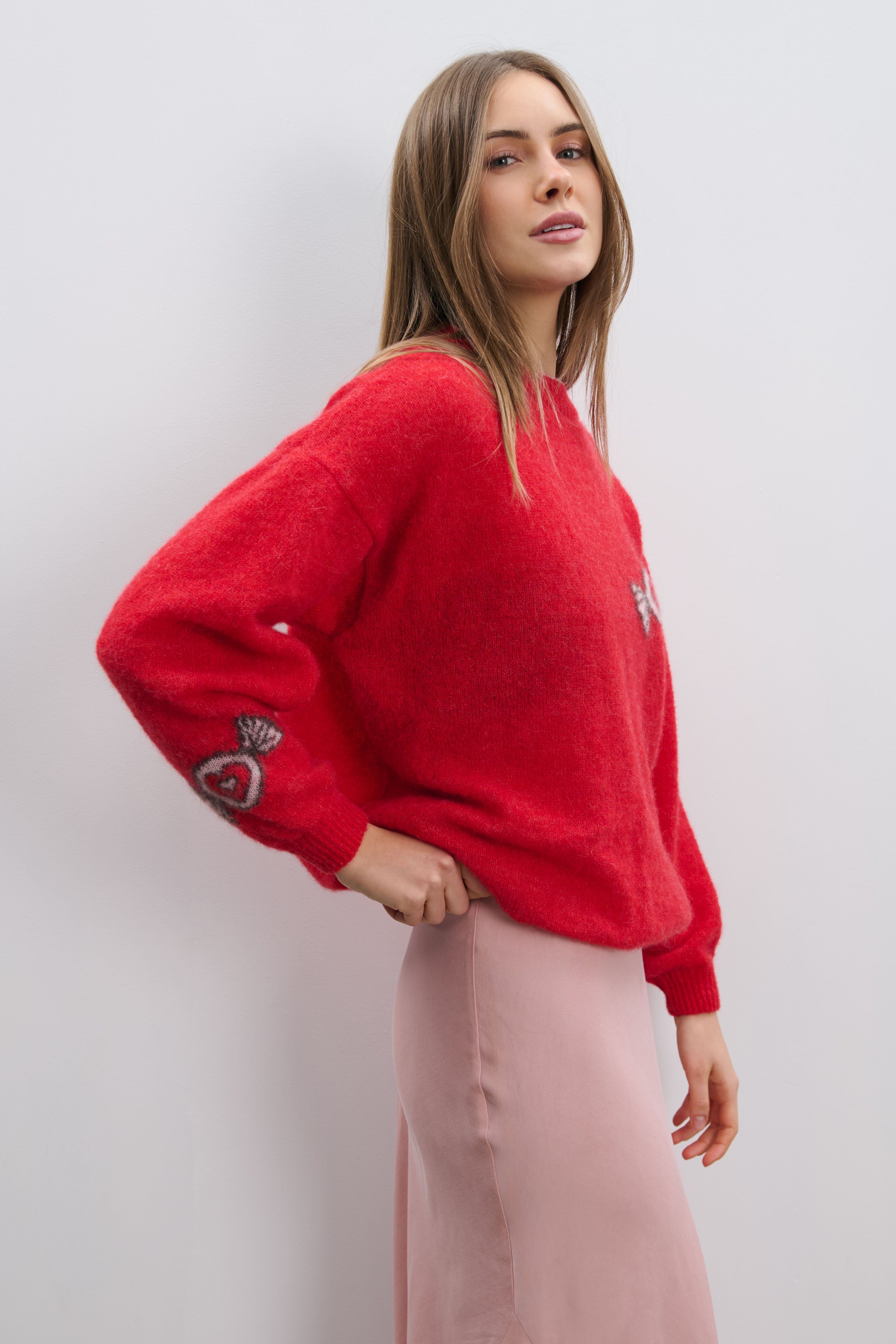 Sweter z wełny alpaki Candy Knit czerwony