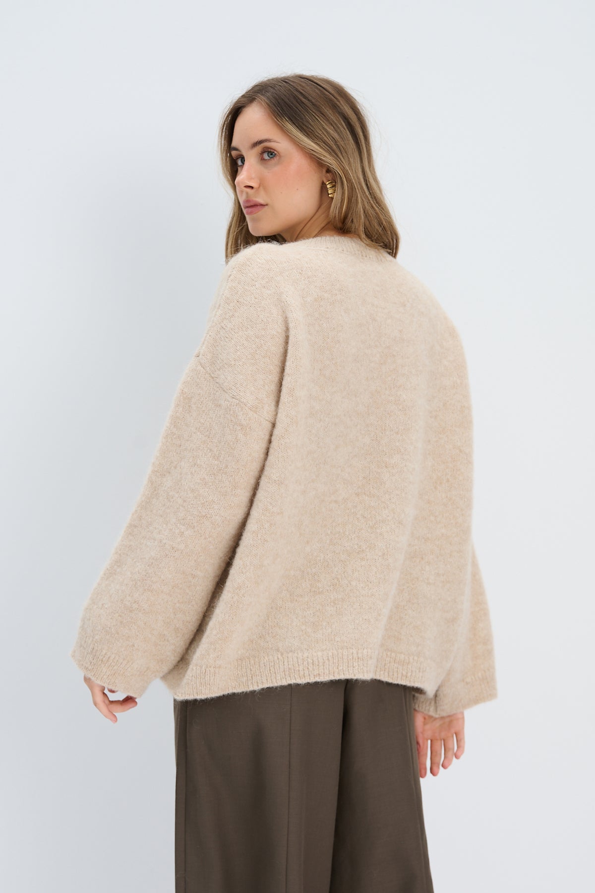 Sweter z wełny alpaki Avalon beżowy