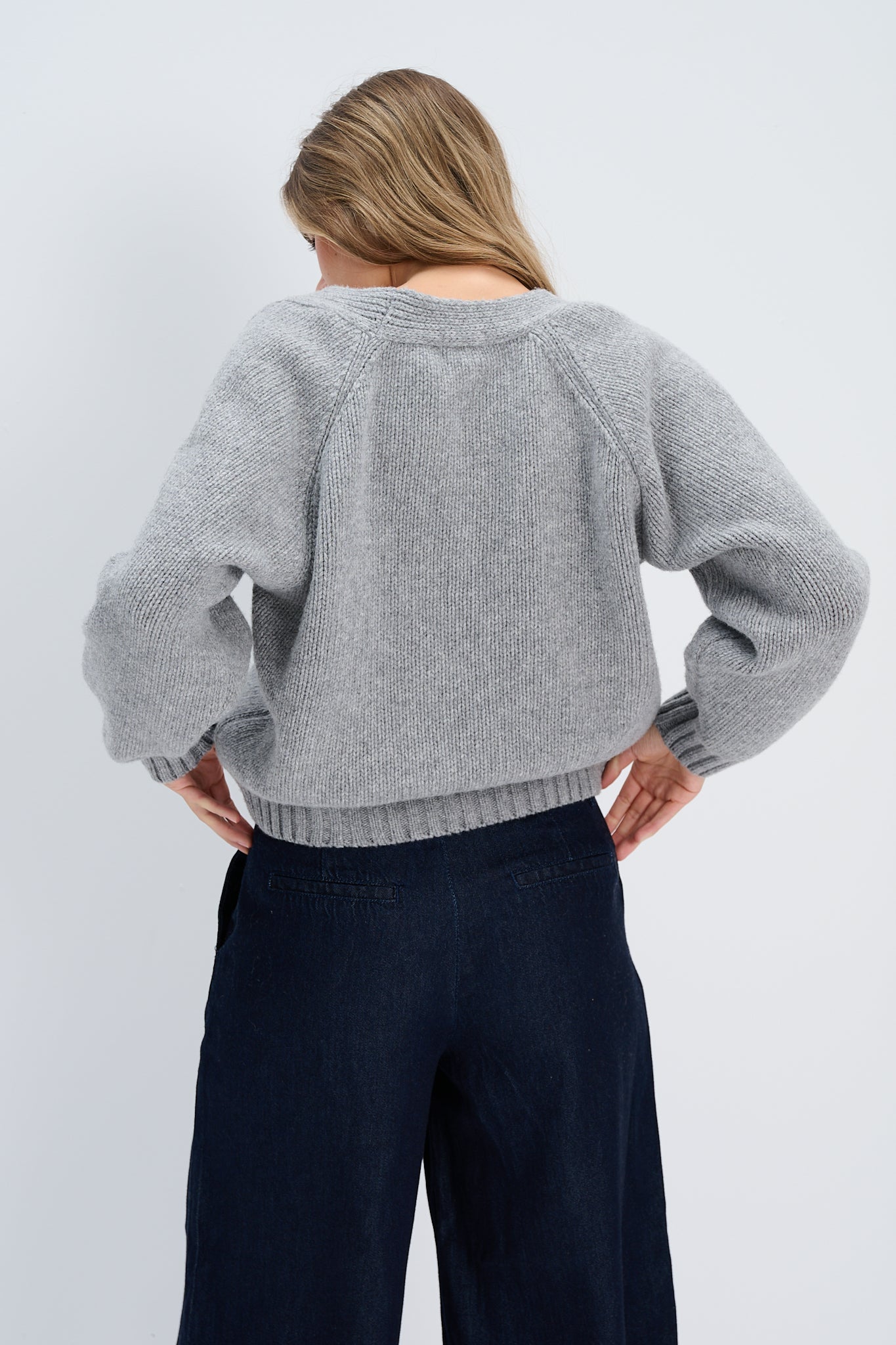Velvet Core Cashmere and Merino Wool Cardigan, Pink