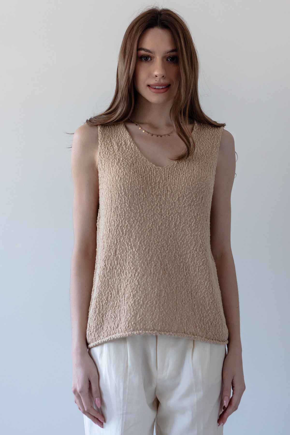 Top z bawełny organicznej karmel karmelowy - 1