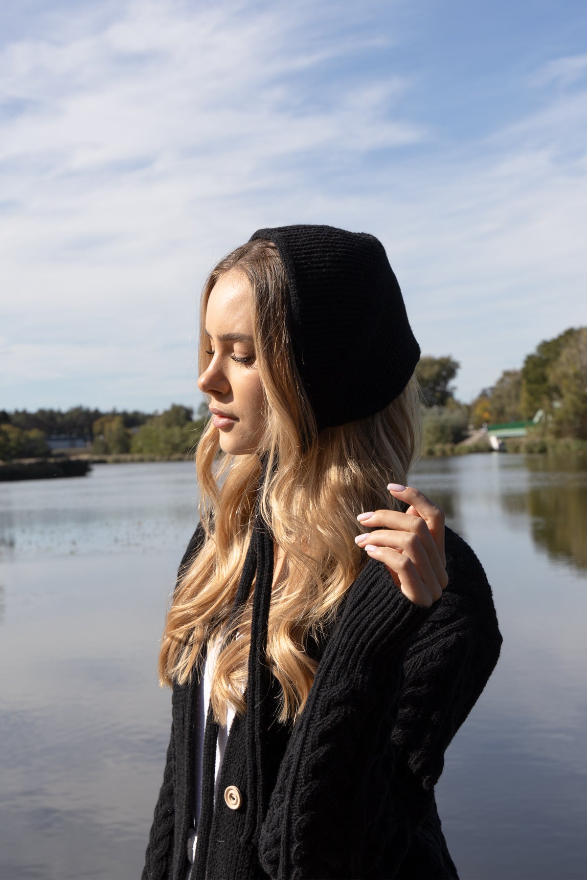 Wełniana chusta w stylu vintage czarny - 3