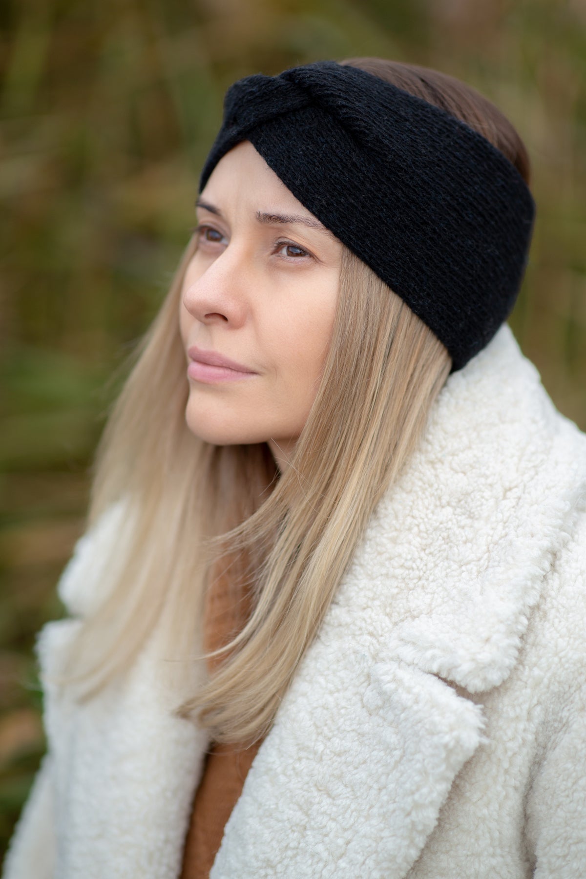 Wełniana opaska czarny - 4