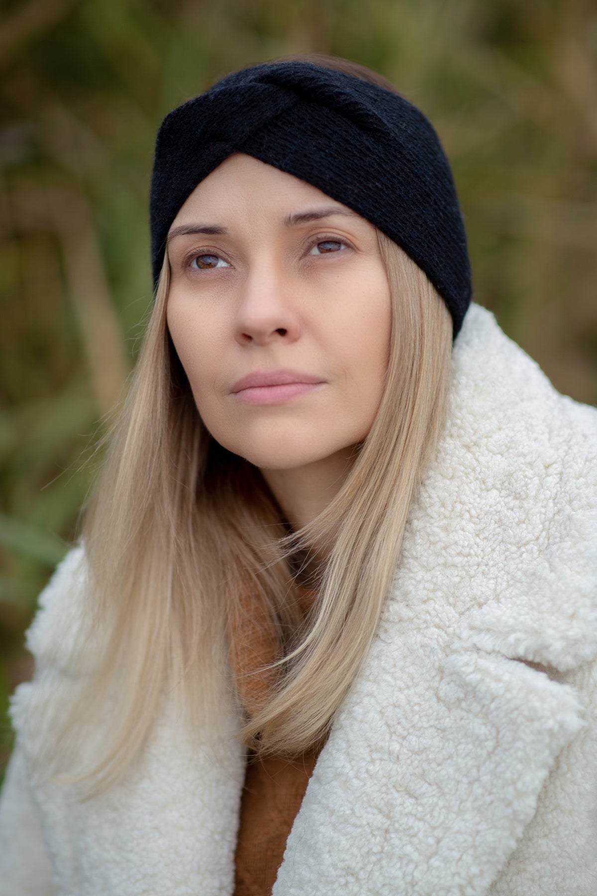 Wełniana opaska czarny - 2