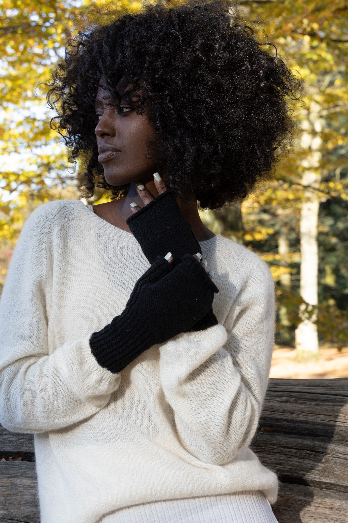 Wełniane mitenki czarny - 2